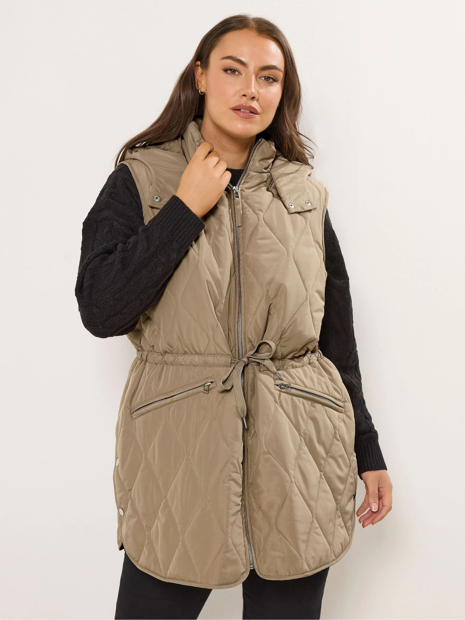 Yours Curve Natural Quilted Gilet