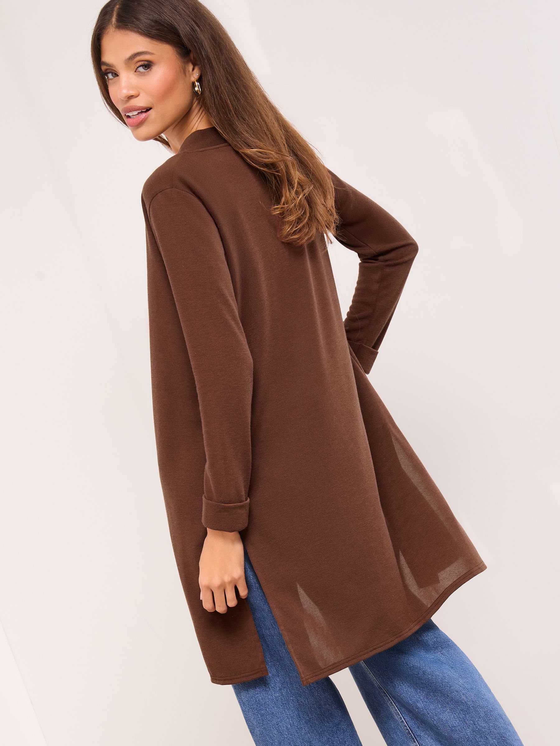 Lipsy Chocolate Brown Longline Cardigan