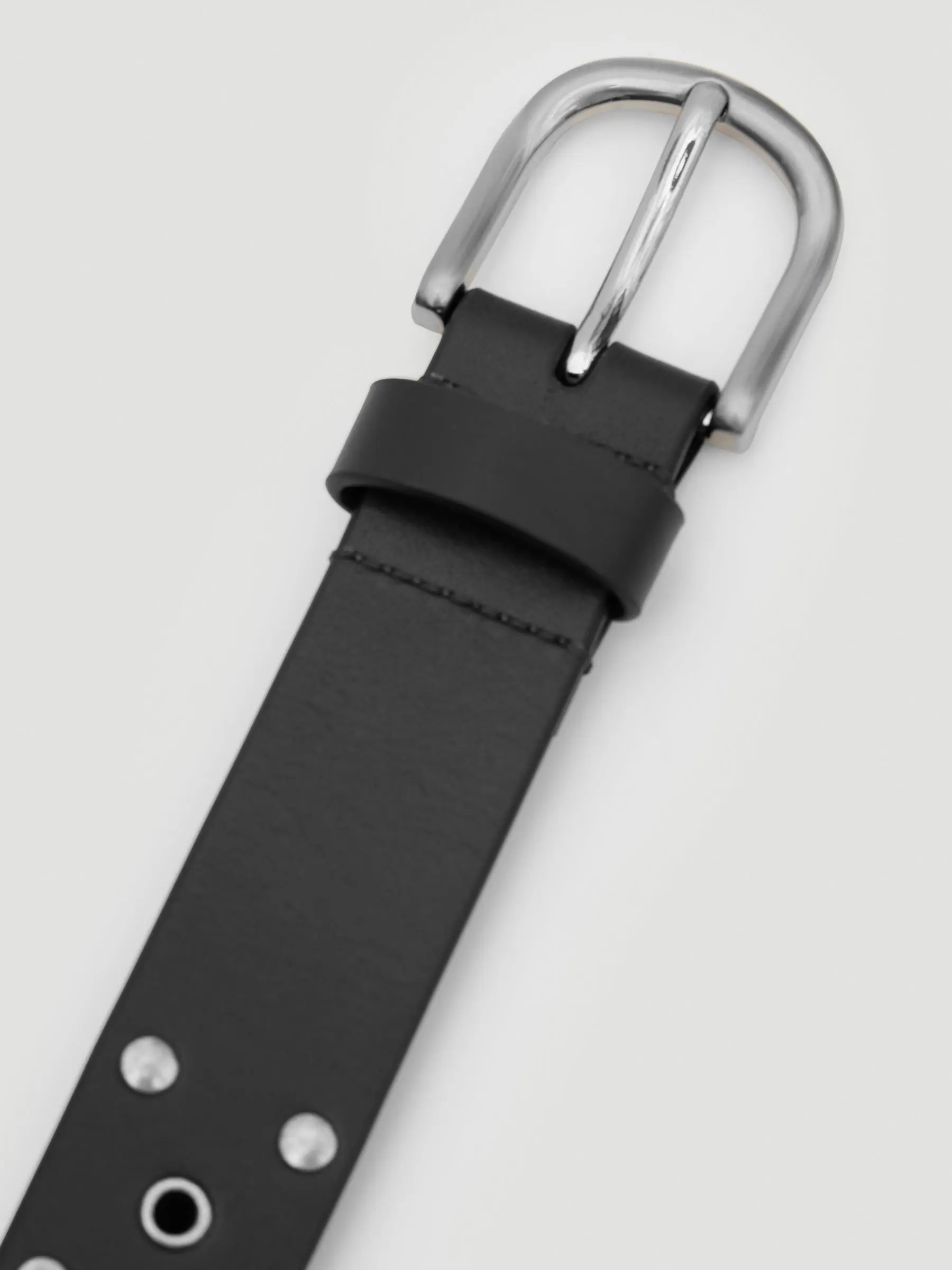 Hush Black Leather Studded Eyelet Belt