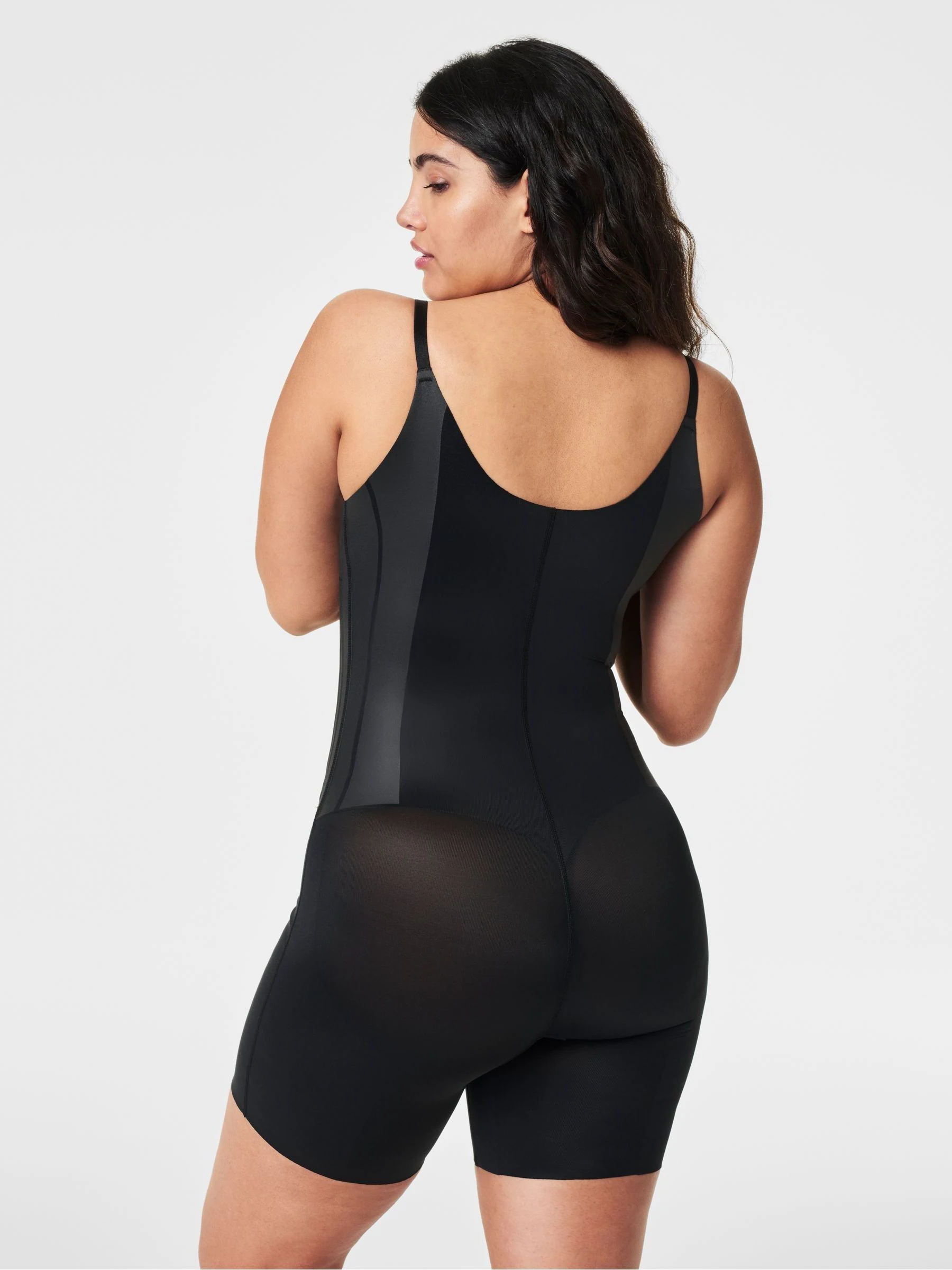 SPANX Black SPANXsupersculpt™ TotalContour Open-Bust Mid-Thigh Bodysuit