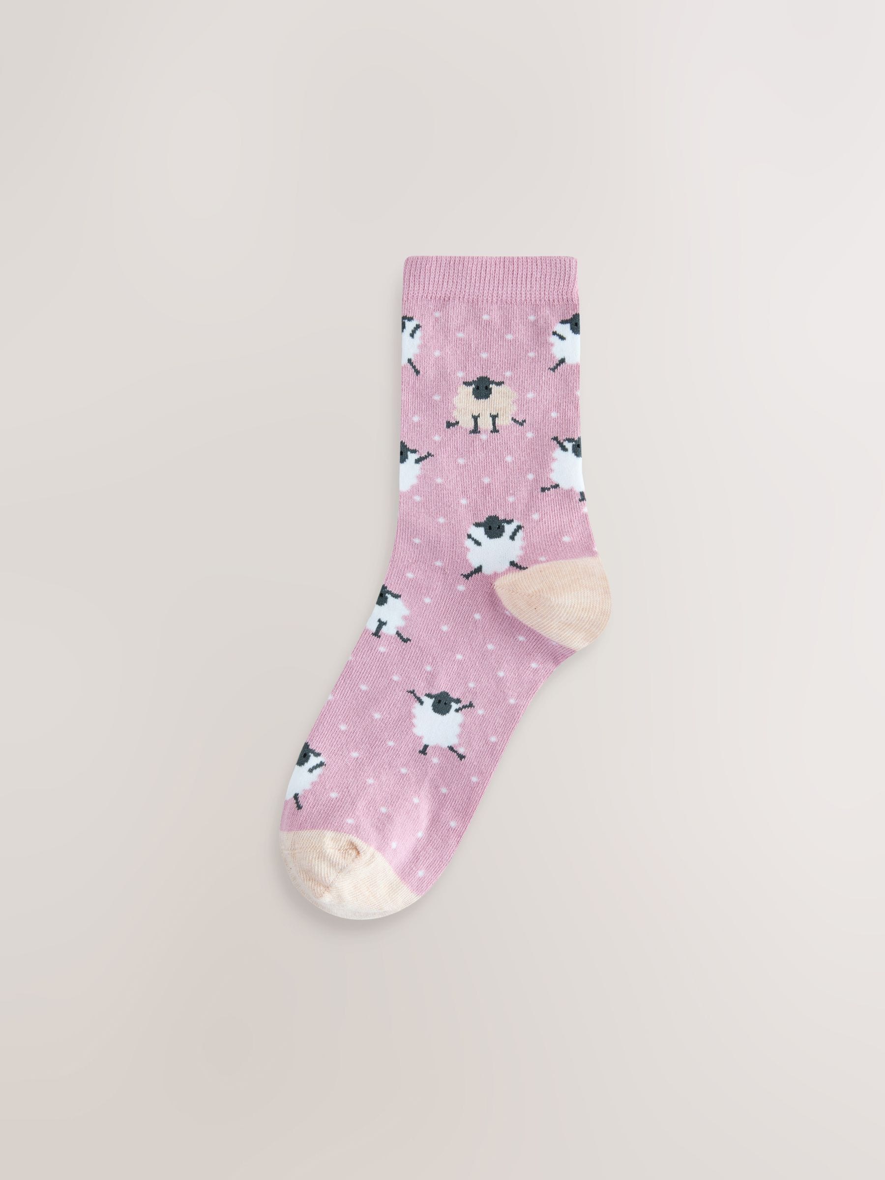 Multi Sheep Print Ankle Socks 4 Pack