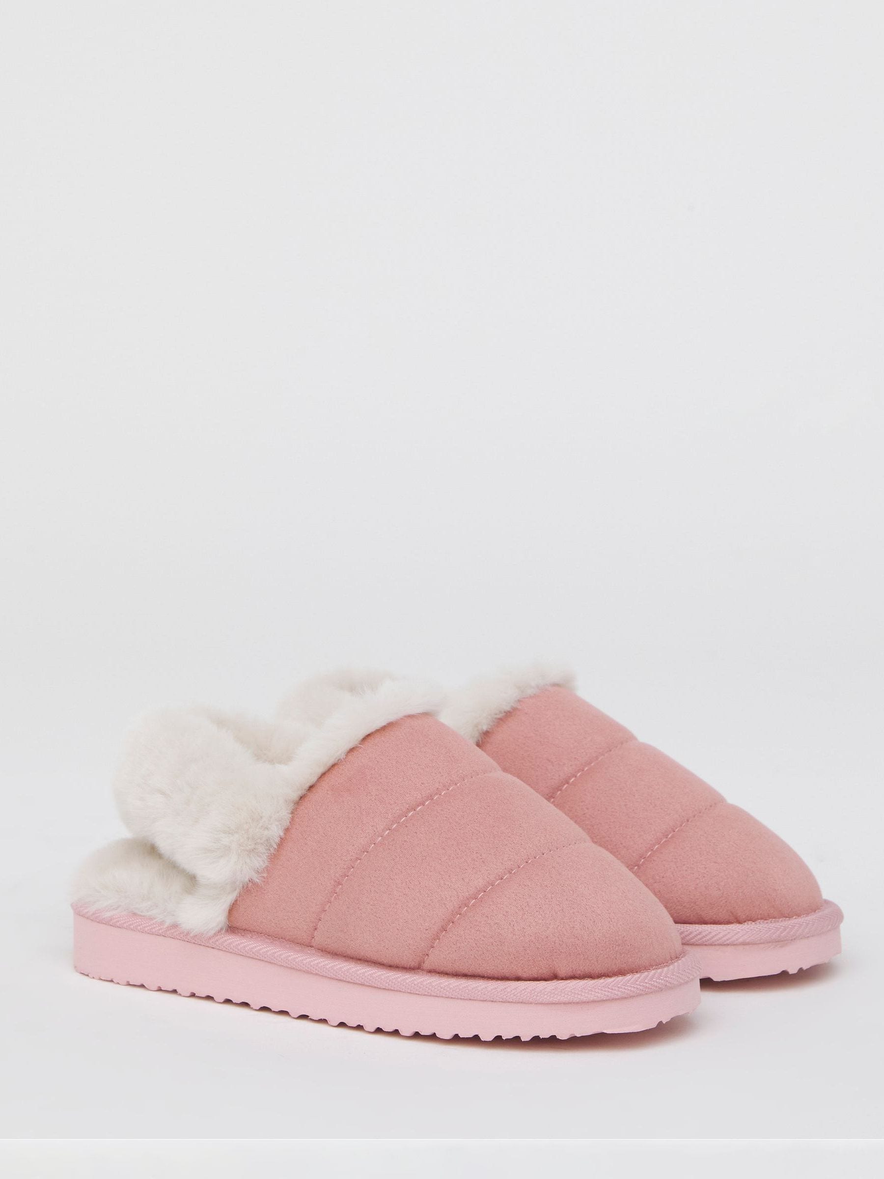 Simply Be Pink Slingback Fluffy Slippers