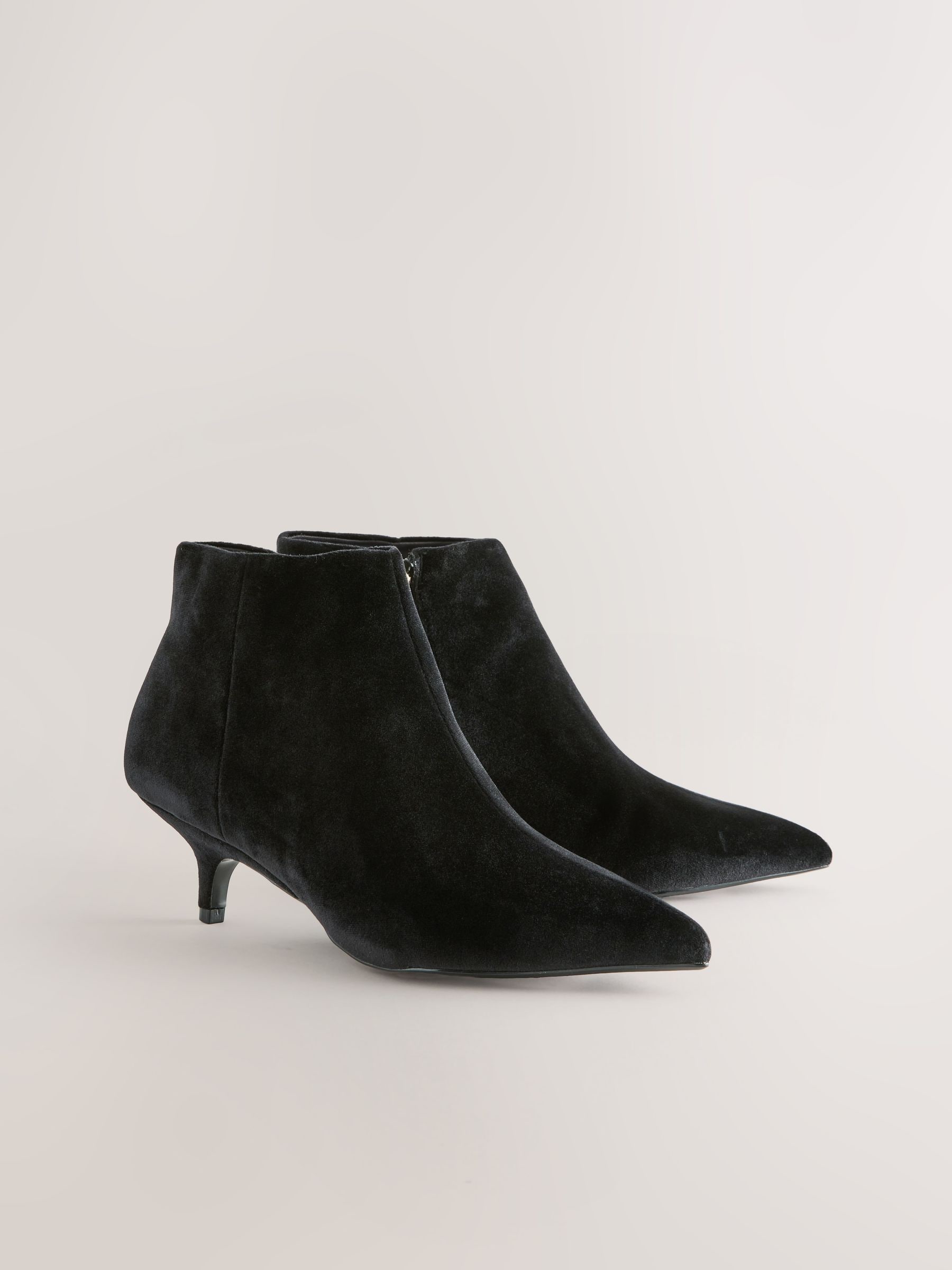 Black Velvet Forever Comfort® Kitten Heel Ankle Boots