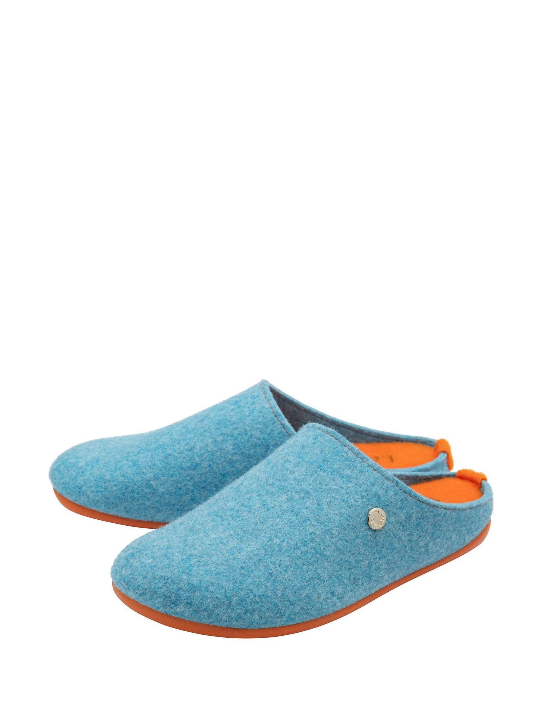Lotus Blue Textile Flat Mule Slippers