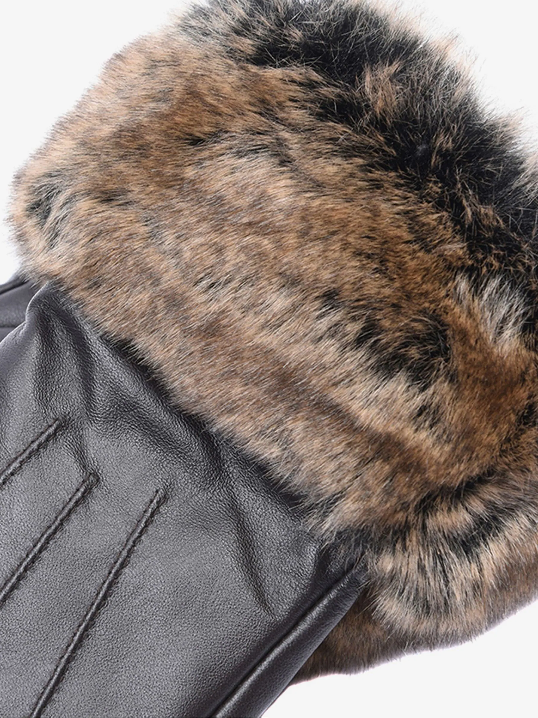 Barbour® Brown Faux Fur Trimmed Leather Gloves