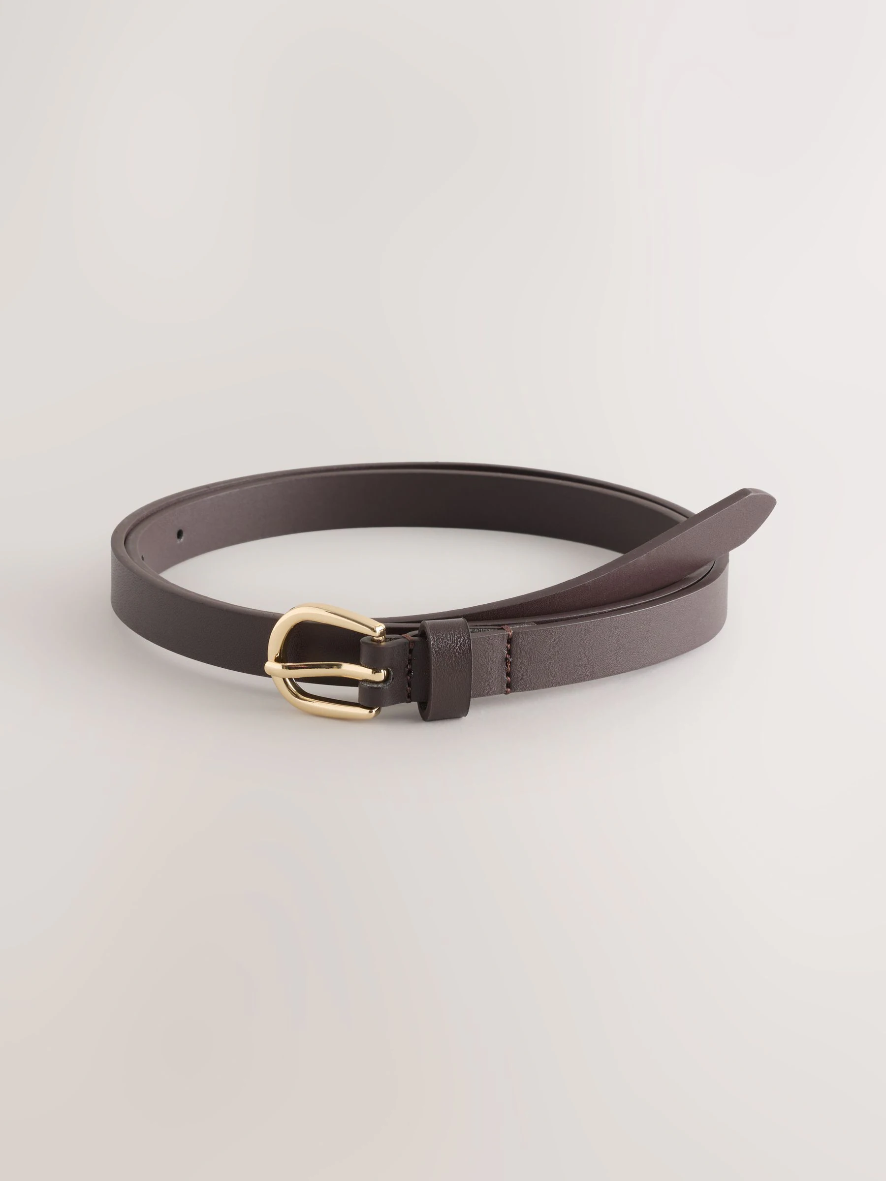 Chocolate Brown/Berry PU Skinny Belts 2 Pack