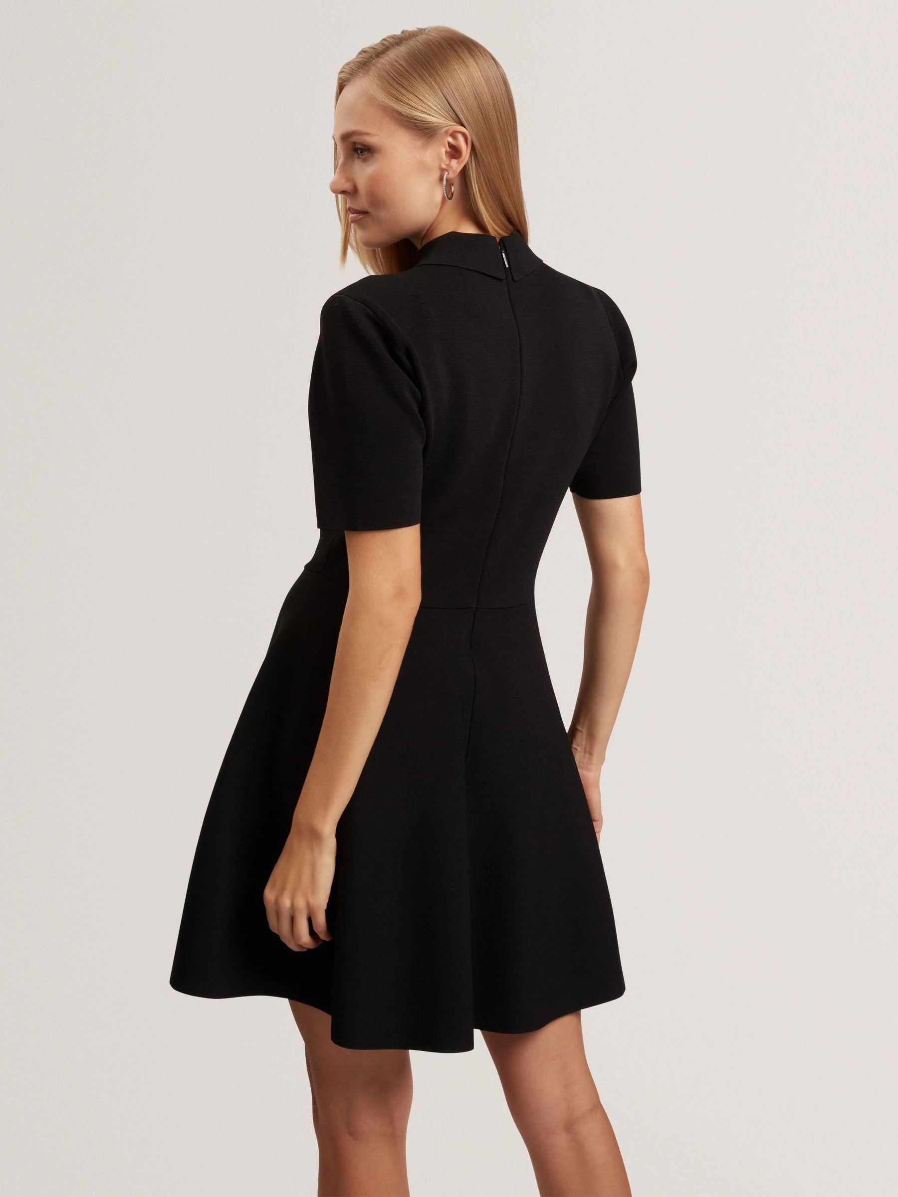 Ted Baker Black RONDAA - Mini Short Sleeve Knitted Polo Dress