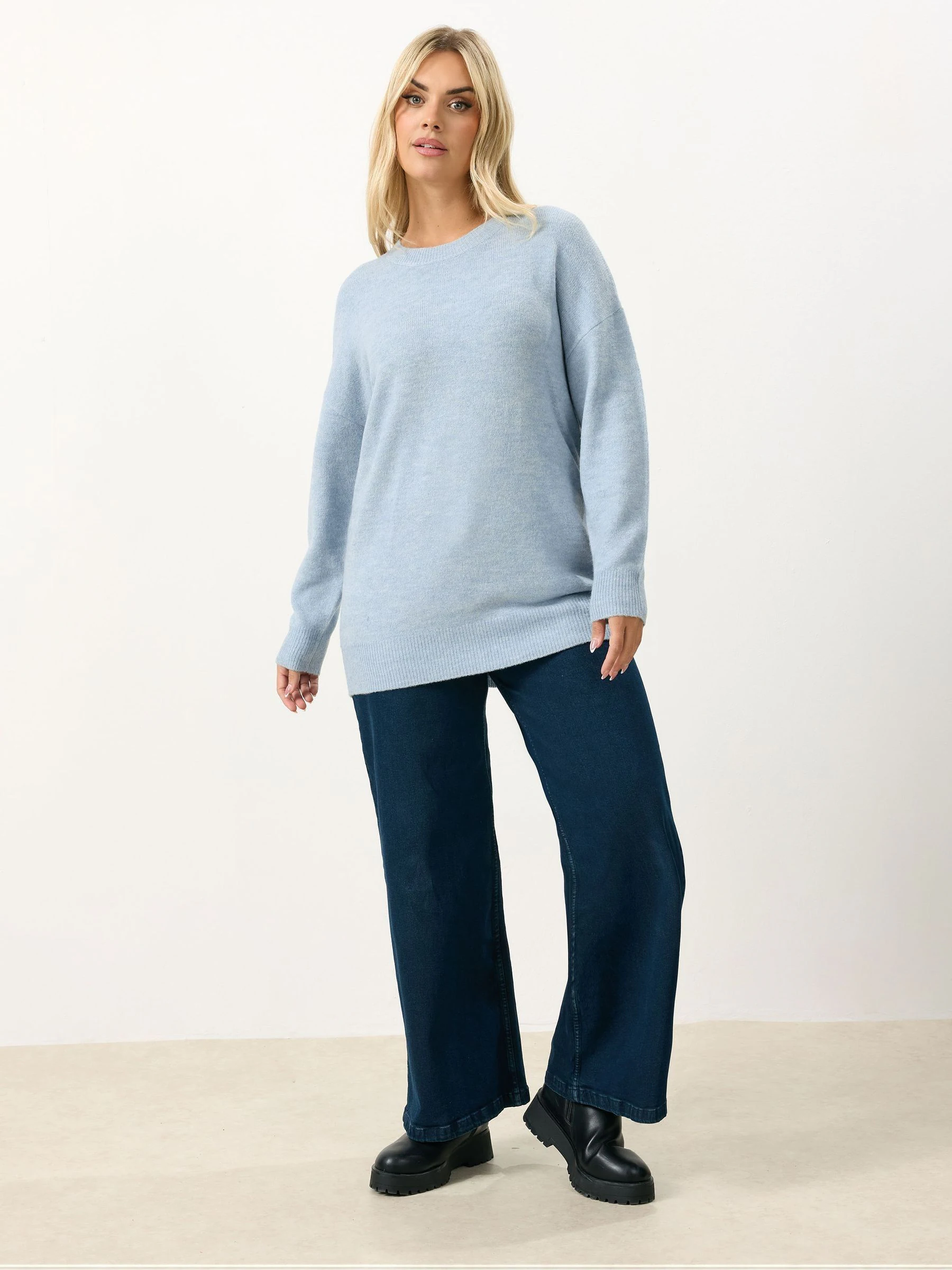 Yours Curve Grey Crew Neck Soft Touch Jumper