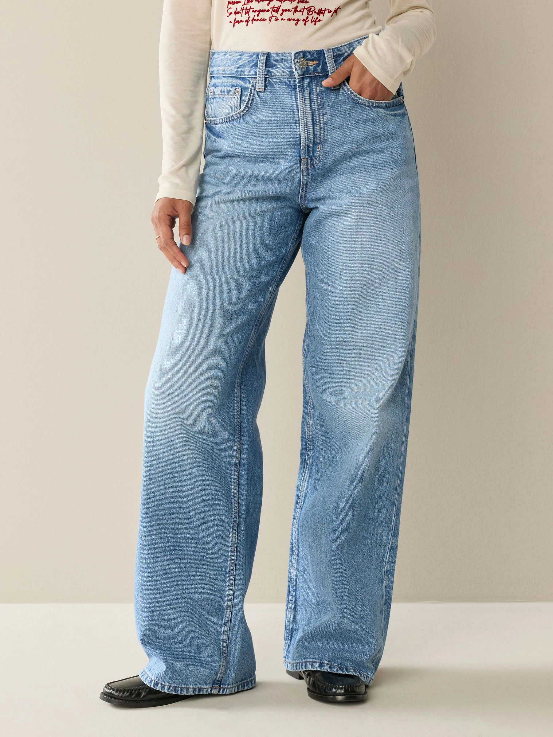 Black/Mid Blue Wide Leg Jeans 2 Pack