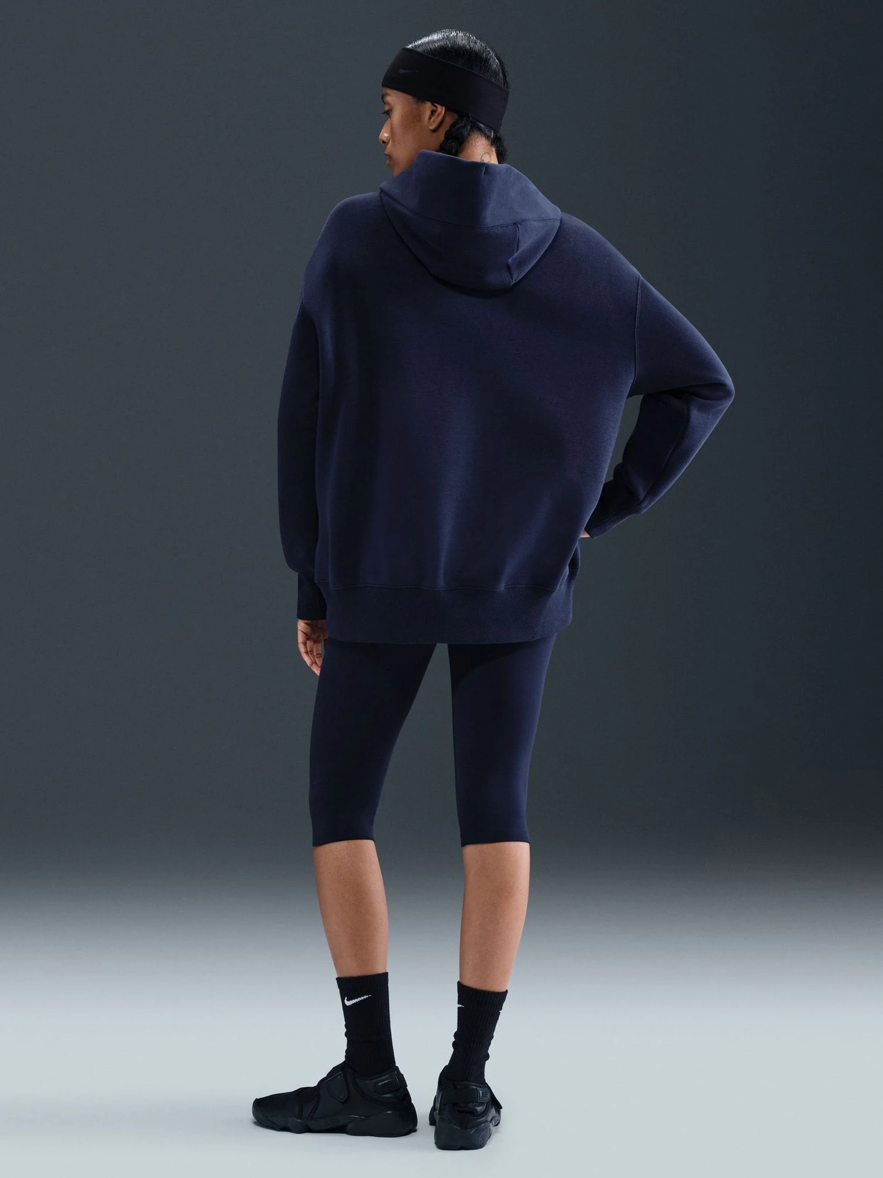 Nike Navy Oversized Mini Sportswear Phoenix Fleece Swoosh Pullover Hoodie