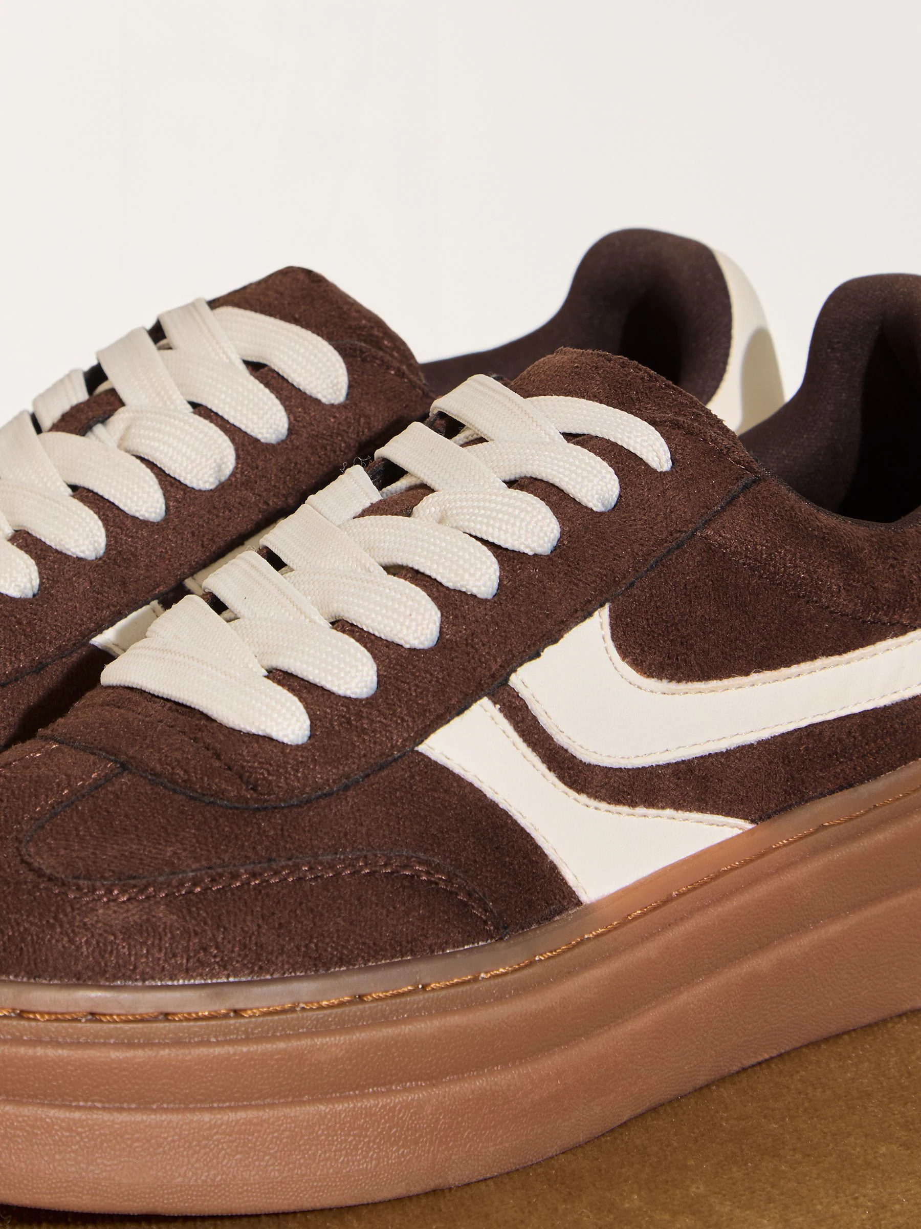 Friends Like These Chocolate Brown Standard Fit Chunky Platform Gumsole Lace Up Casual Trainers