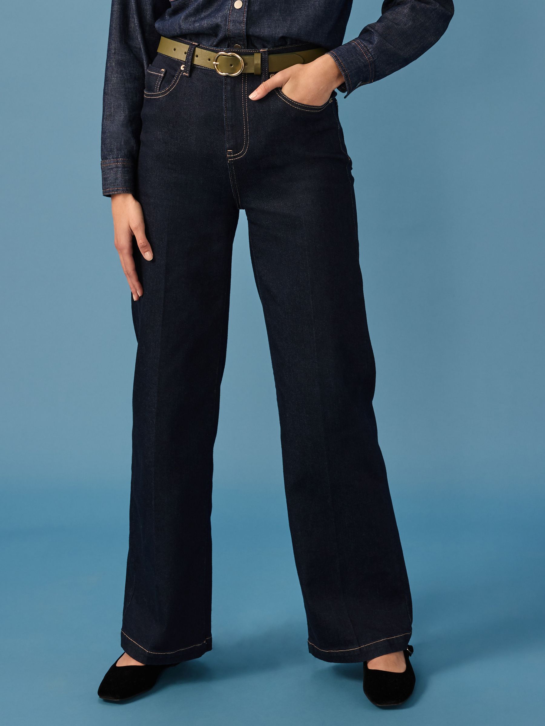 Rinse Blue Wide Leg Jeans