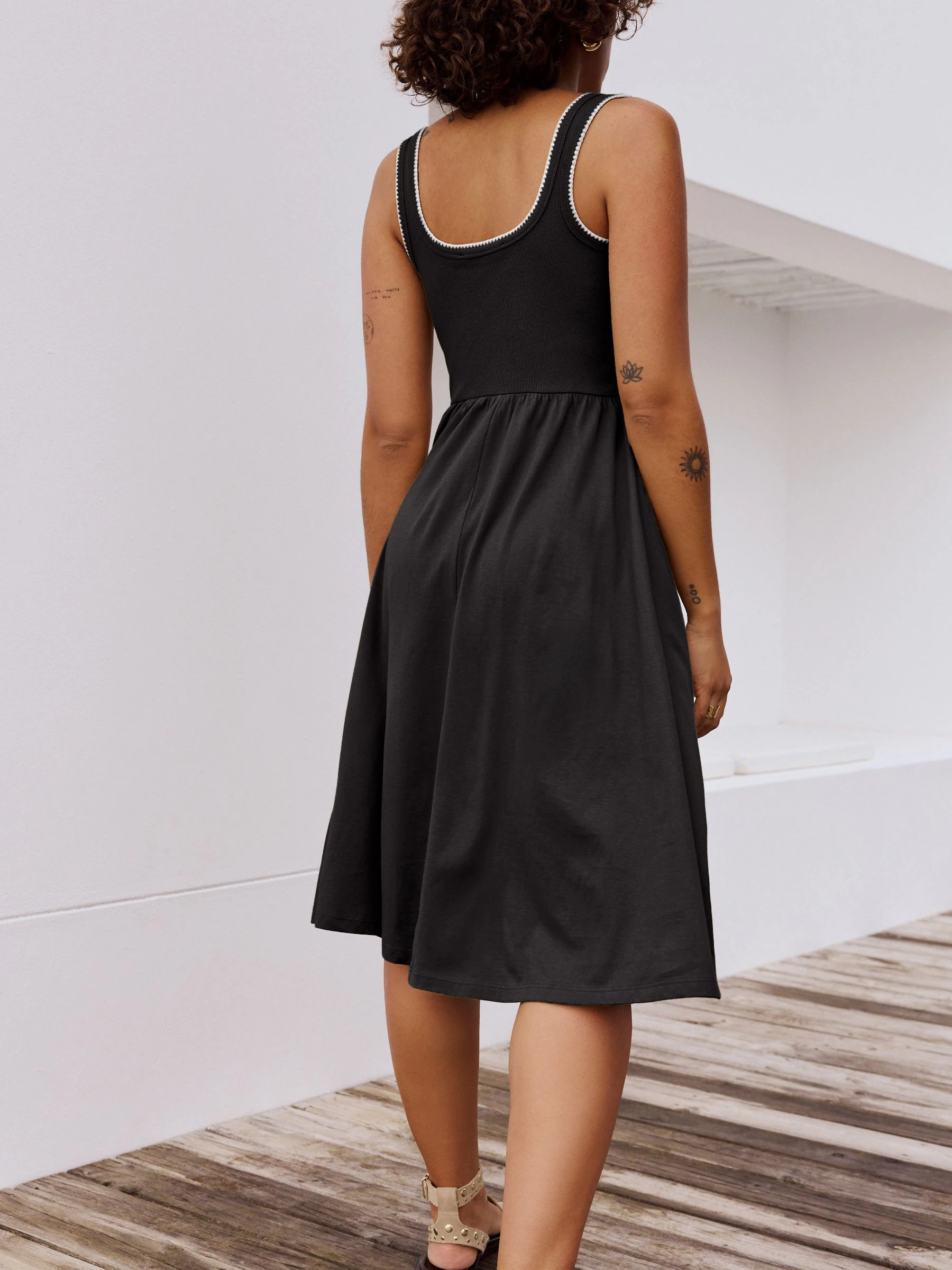 Black Jersey Midi Summer Dress