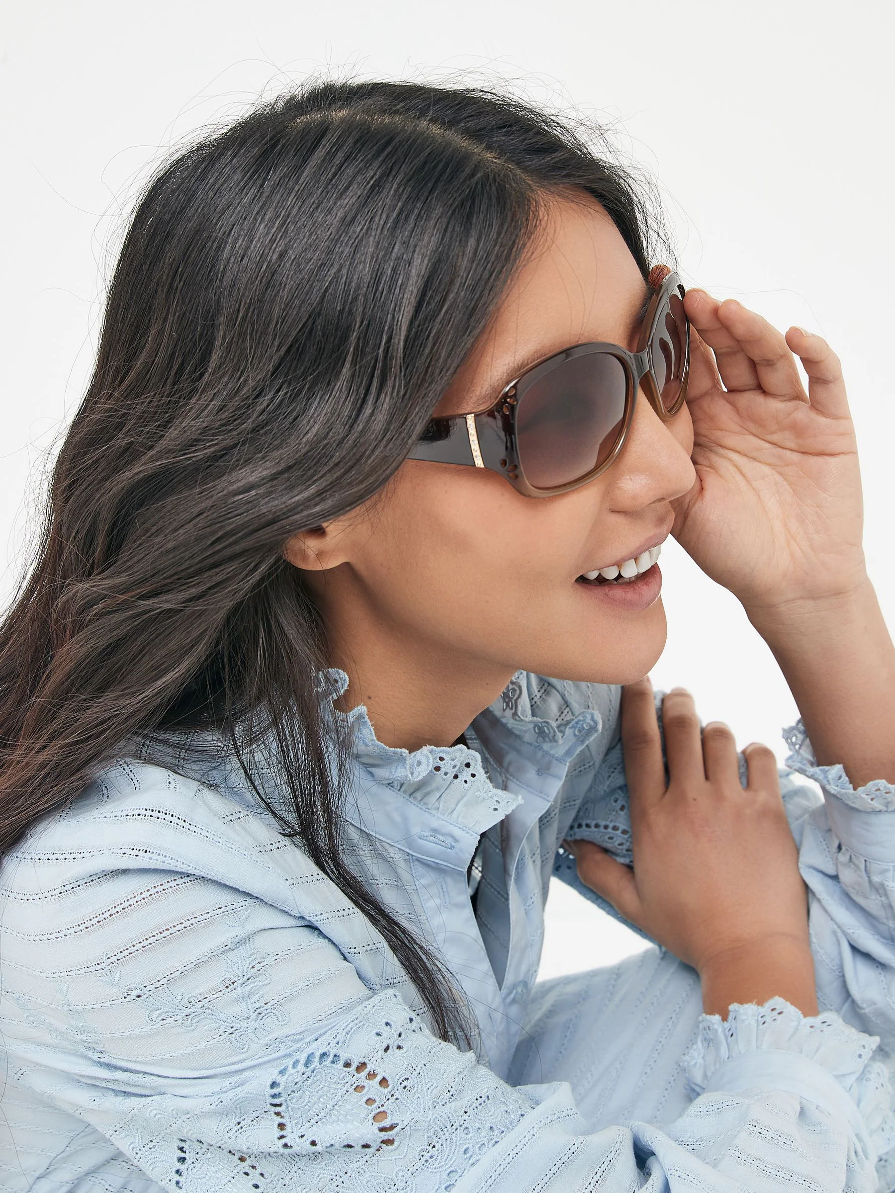 Brown Ombre Effect Cut Out Detail Sunglasses