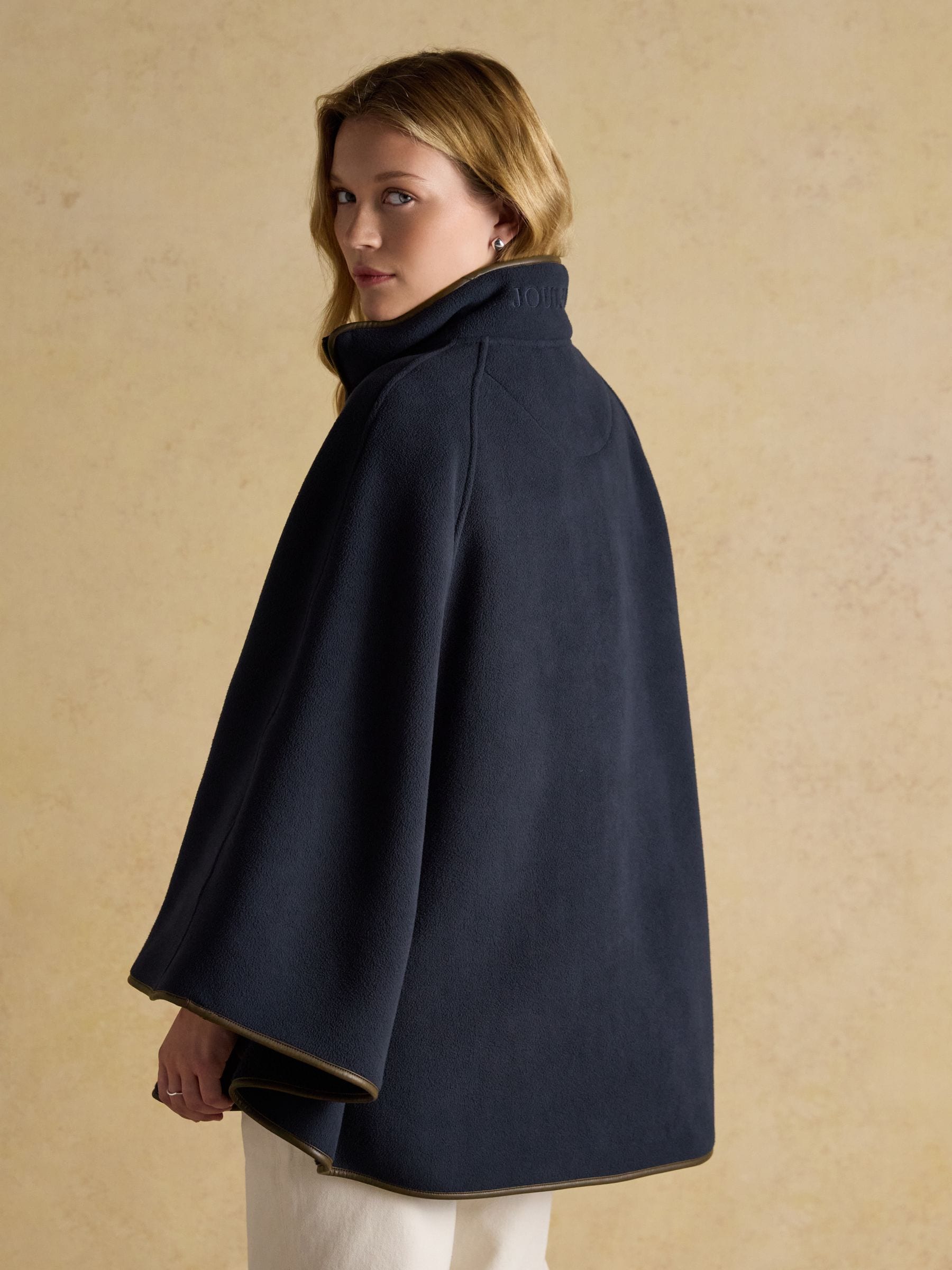Joules Heritage Navy Fleece Longline Cape