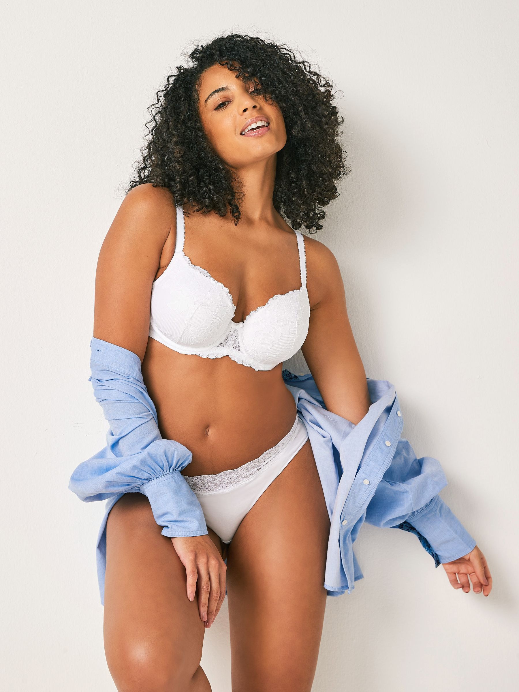 White Pad Balcony DD+ Lace Bra