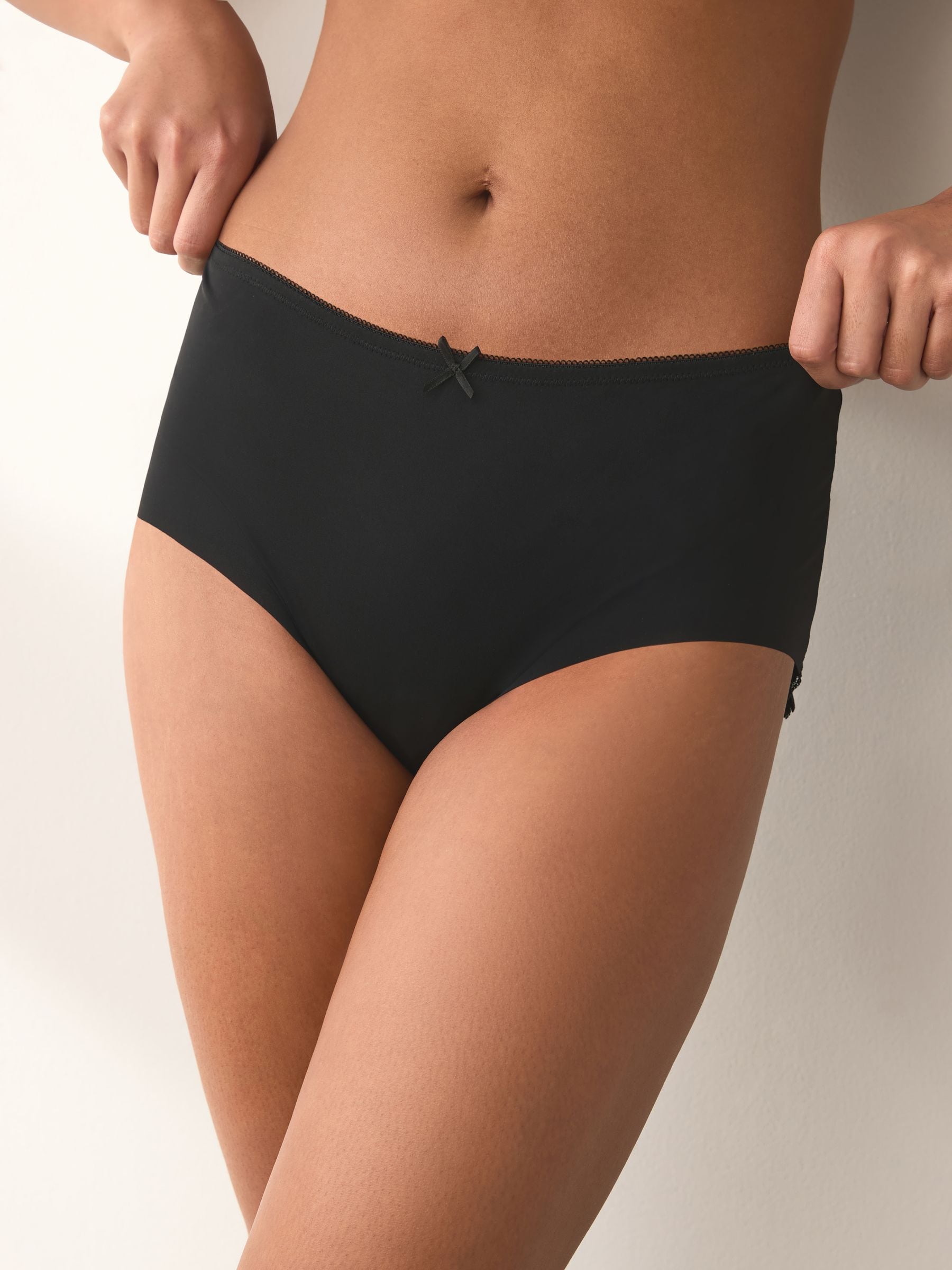 Black Midi No VPL Lace Back Briefs 3 Pack