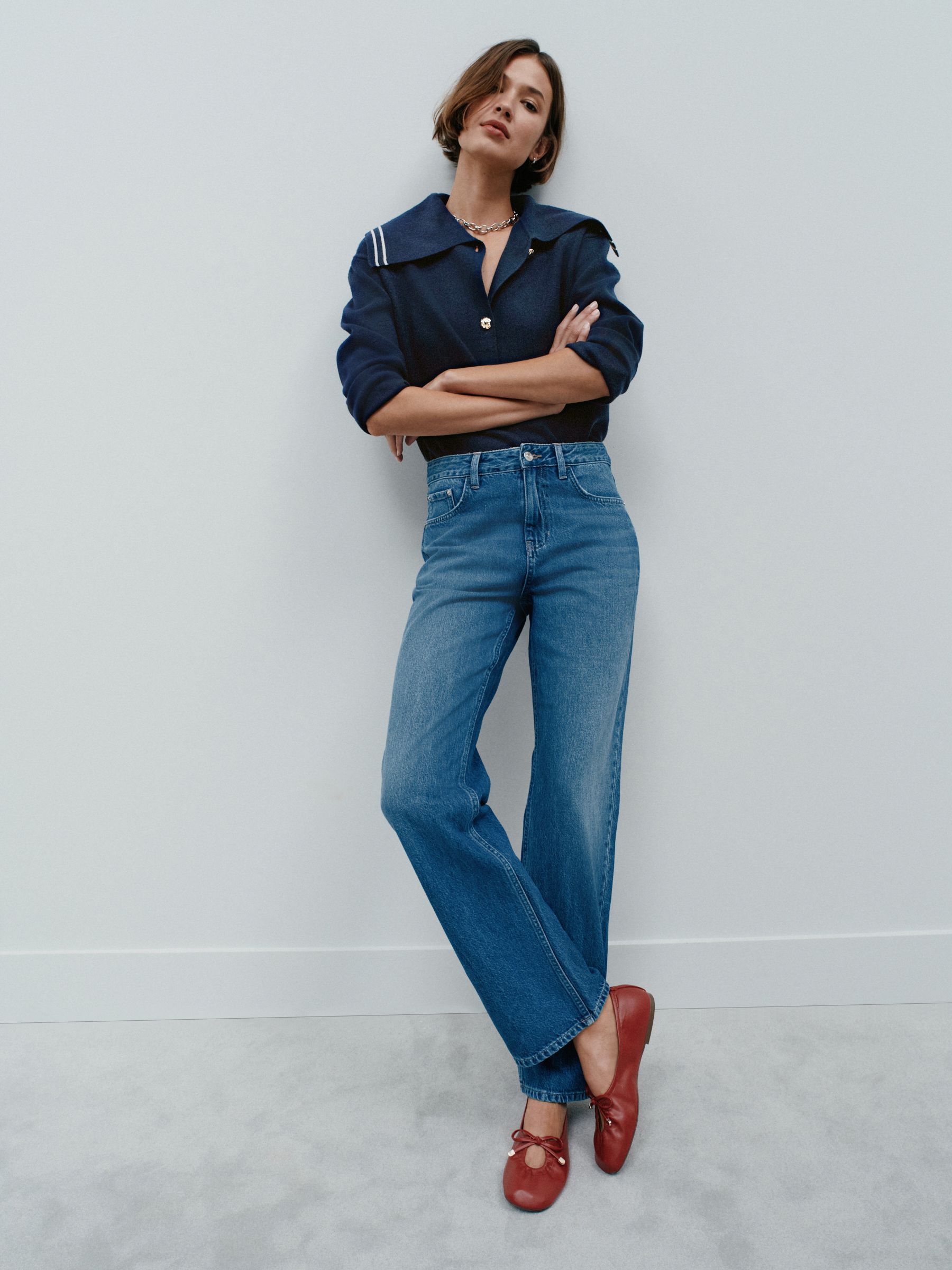 Navy Sailor Collar Cardigan