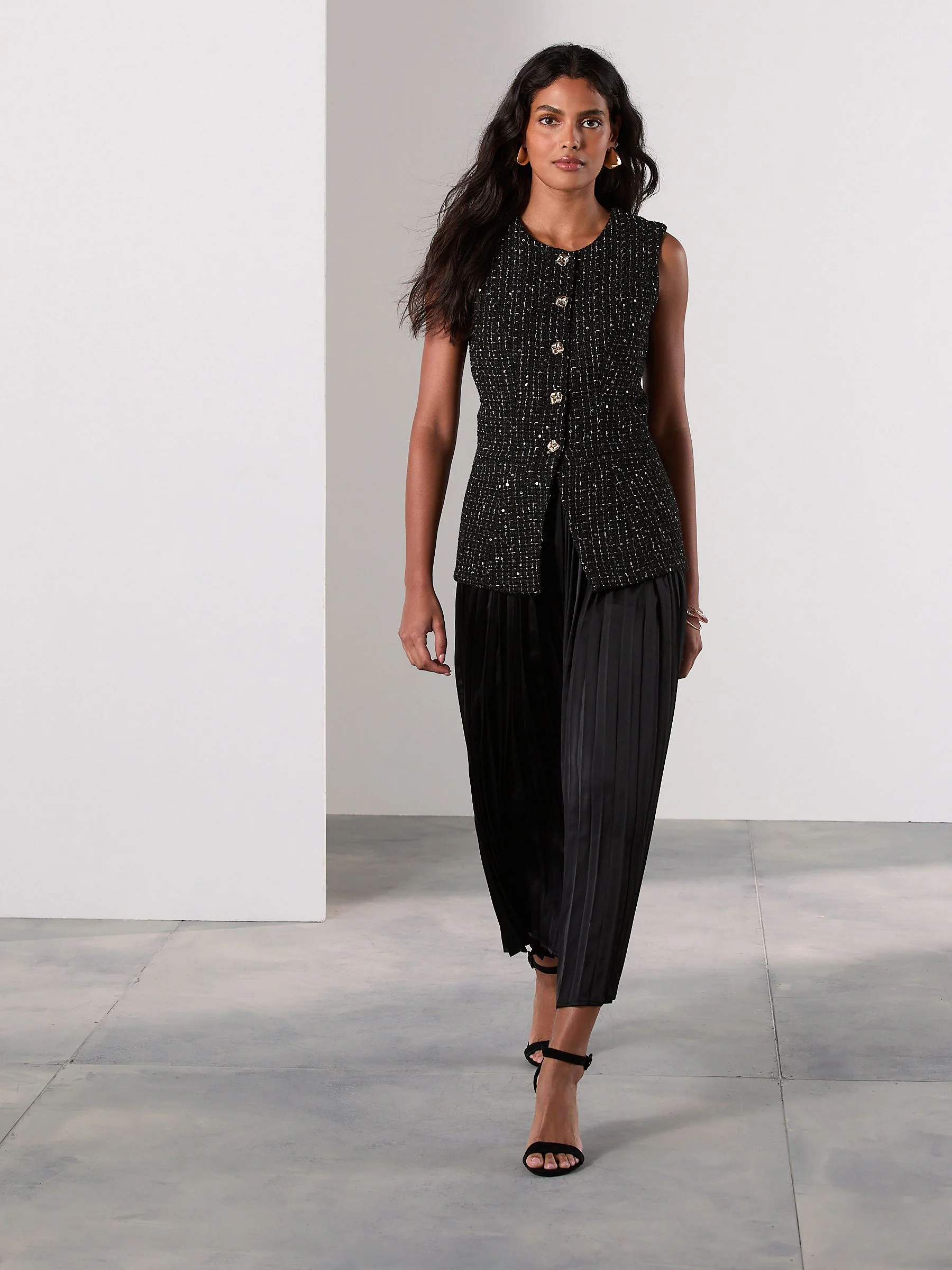 Black Occasion 2-in-1 Tweed Waistcoat Dress