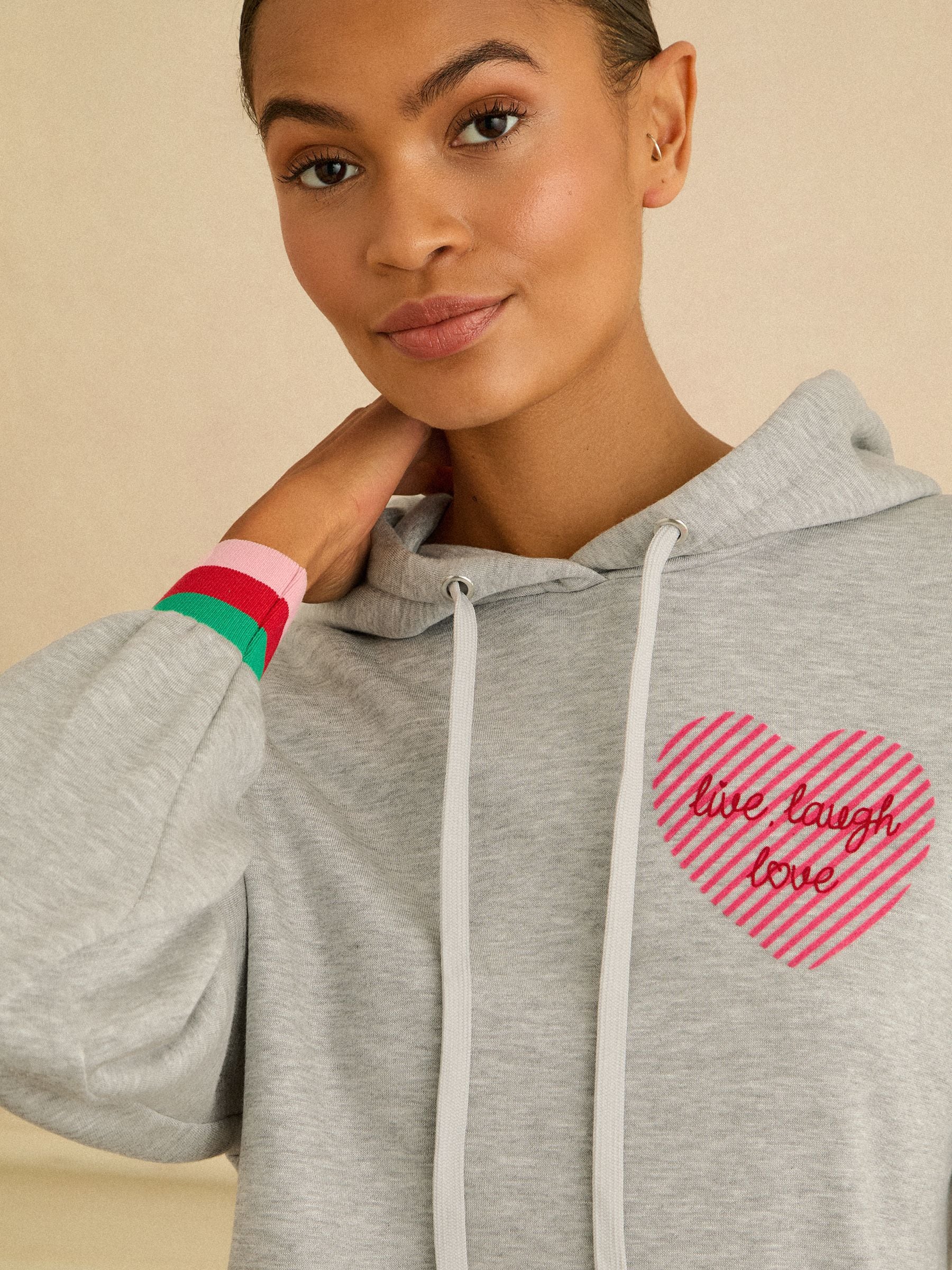 Love & Roses Grey Rainbow Tipped Jersey Loungwear Hoodie