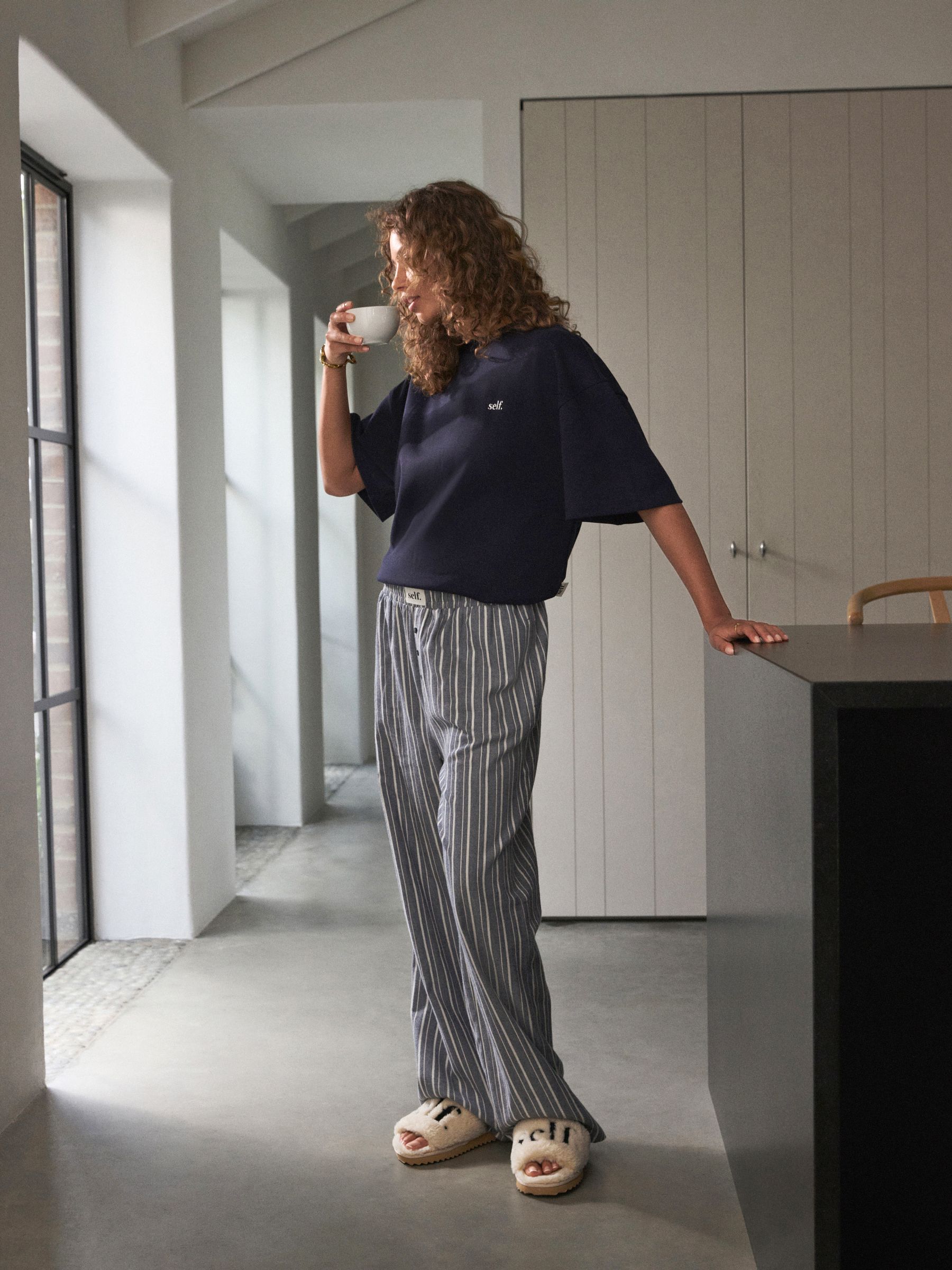 self. Navy Stripe Short Sleeve Pyjamas