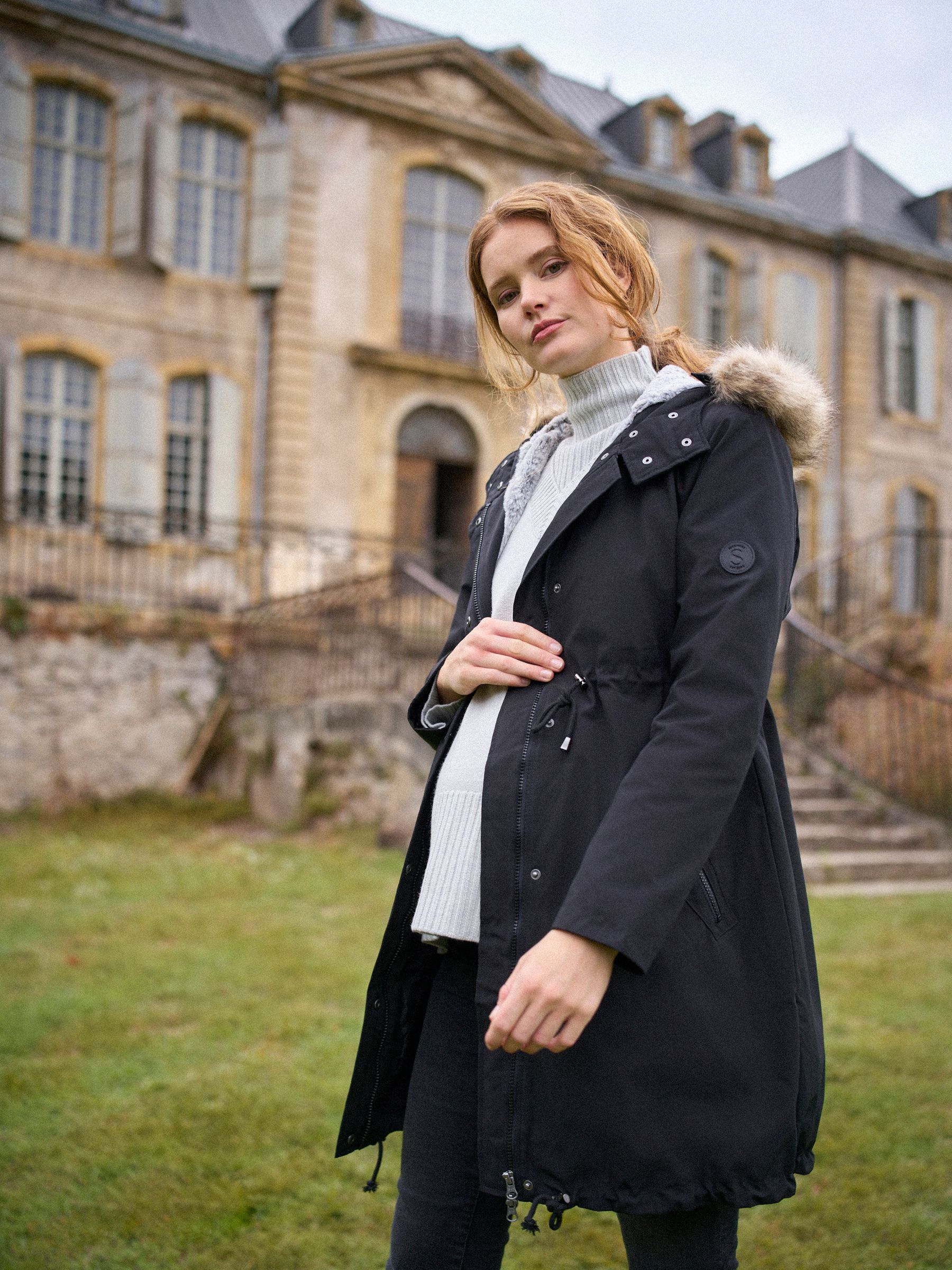 Seraphine Black Premium 3 in 1 Maternity Babywearing Parka