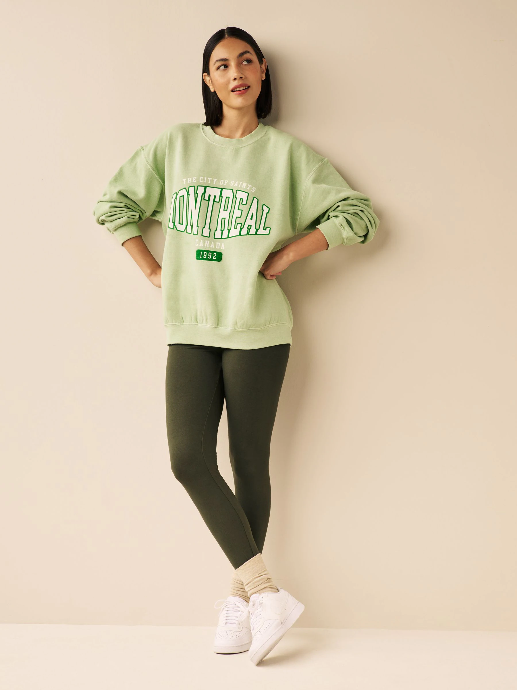 Khaki Green Full Length Leggings