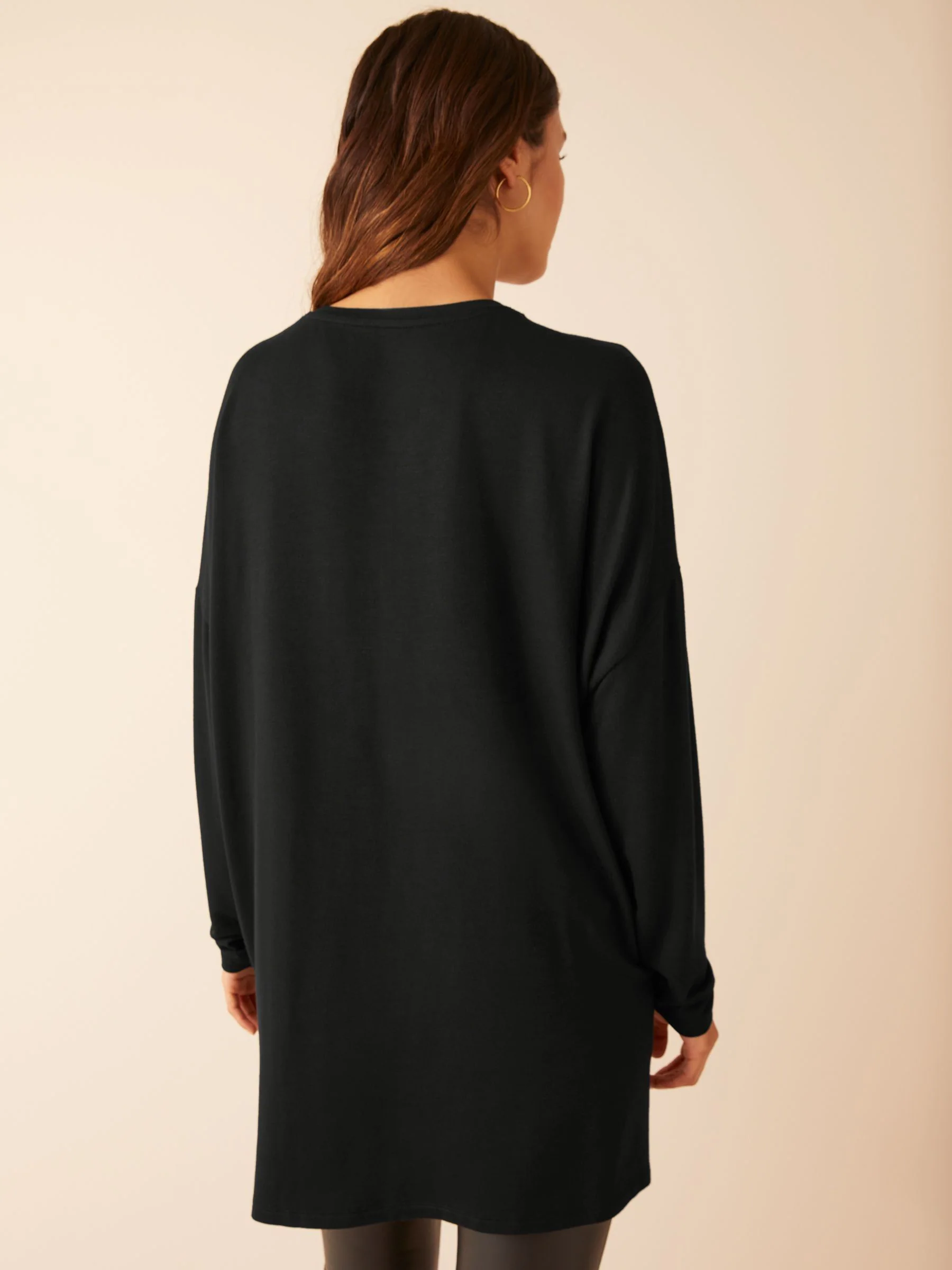 Friends Like These Black Soft Jersey V-Neck Long Sleeve Tunic Top