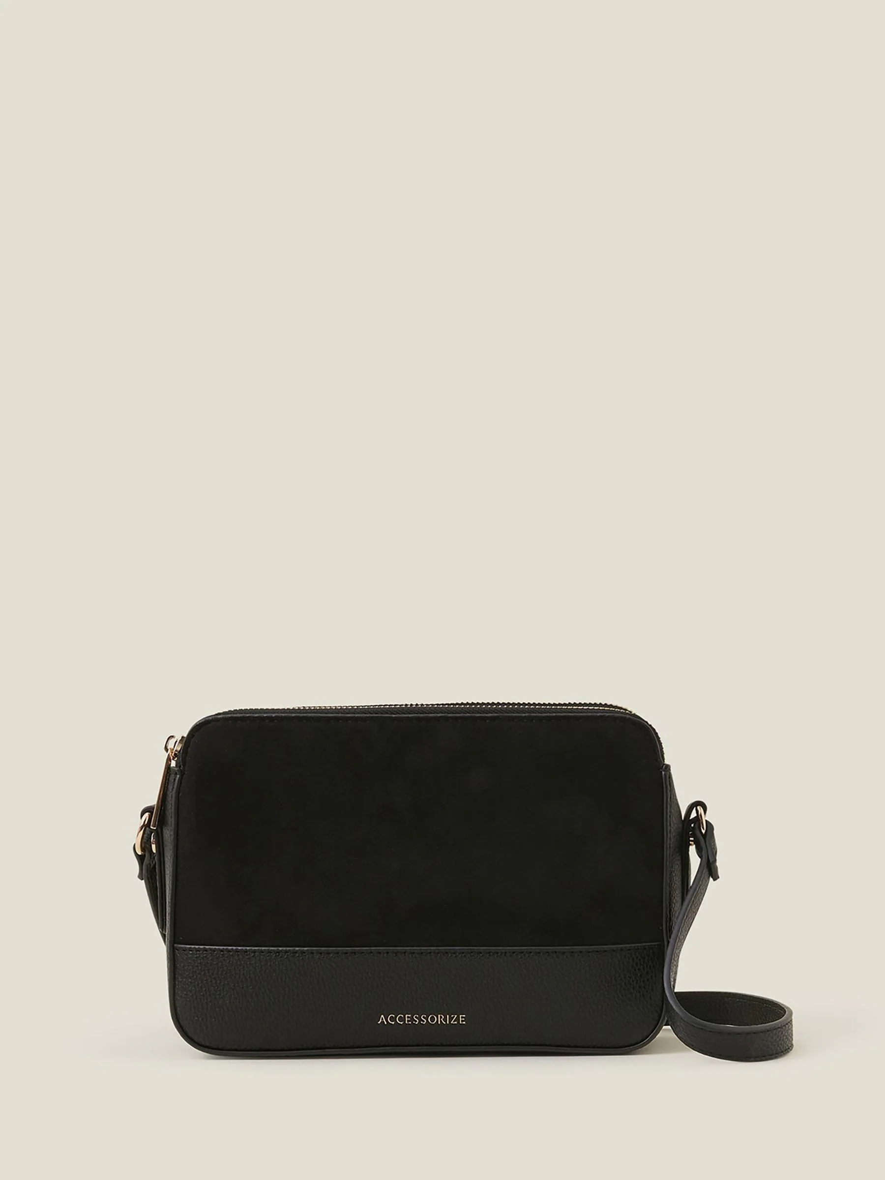 Accessorize Black Suedette Classic Cross-Body Bag