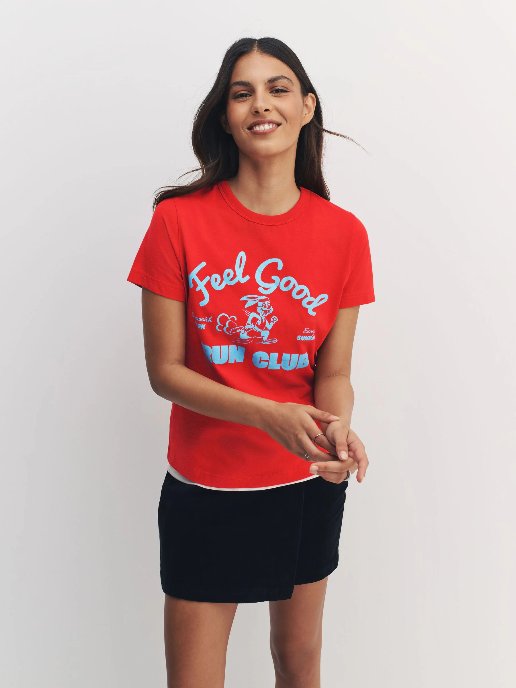 Red/Blue 'Feel Good' Graphic Essential Pure Cotton Short Sleeve Crew Neck T-Shirt