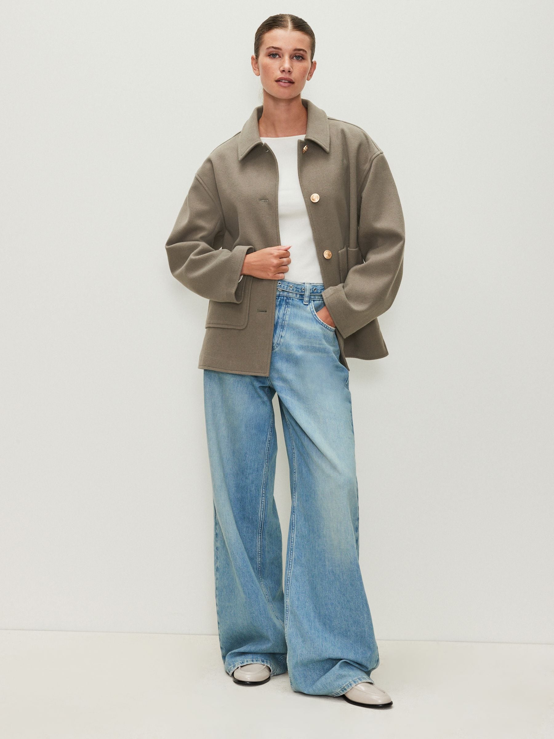 Neutral Brushed Collared Jacket