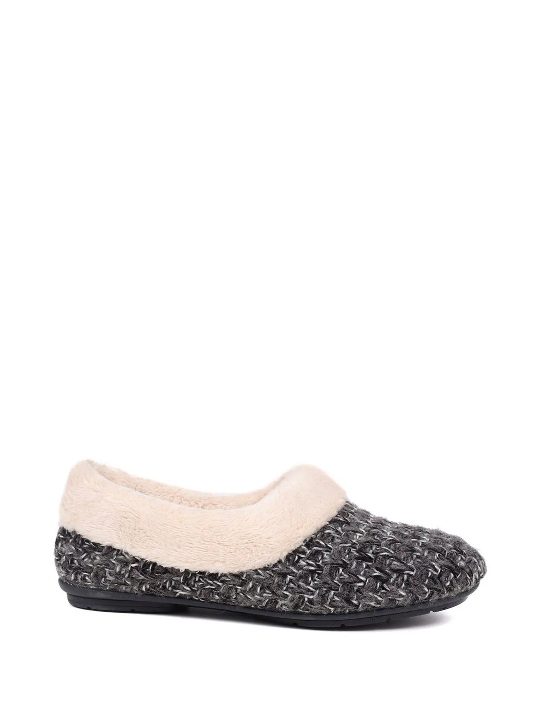 Jones Bootmaker Grey Faux-Fur-Lined Slippers