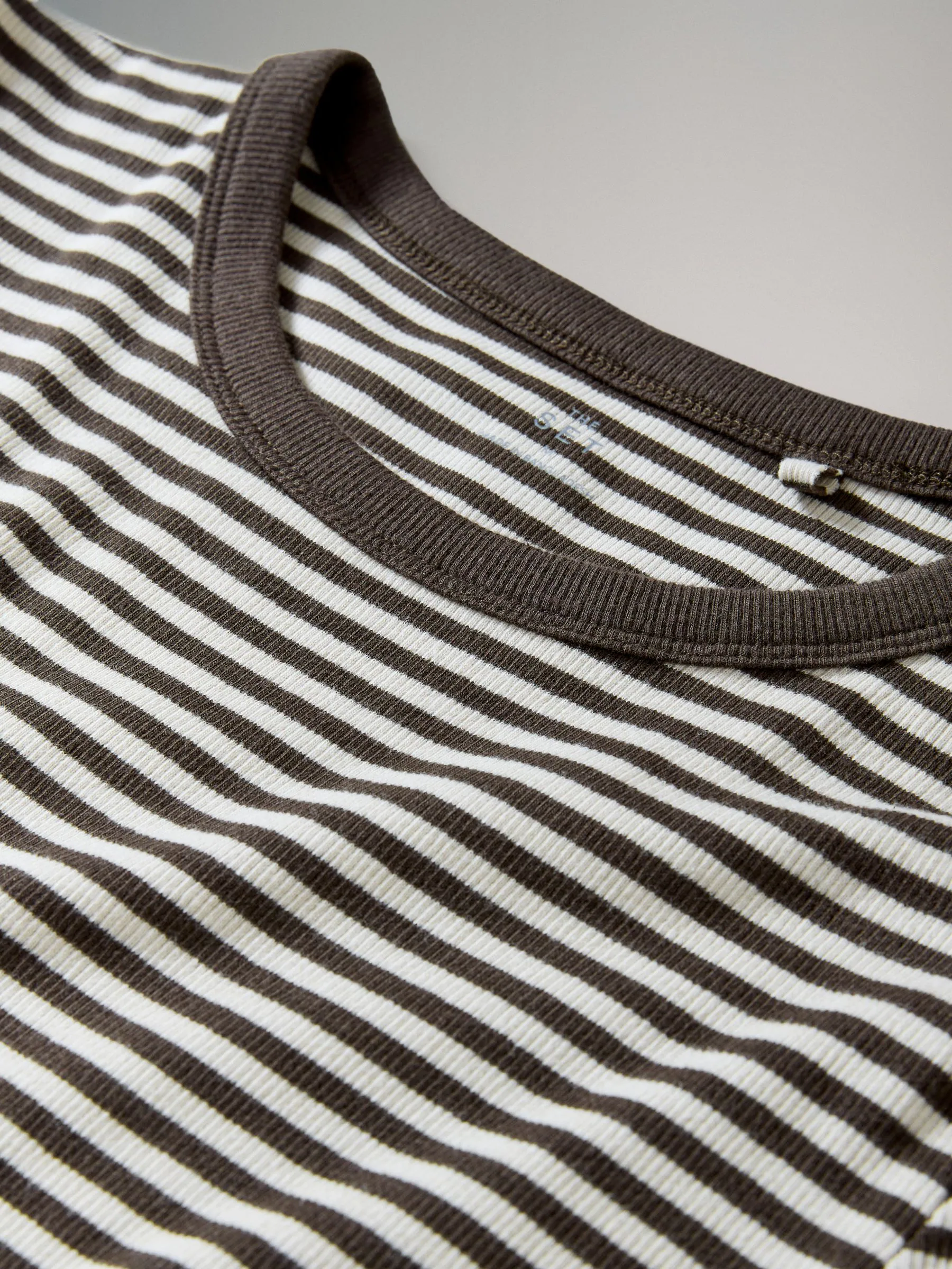 The Set 3 Pack Ribbed Long Sleeve Midi Dresses Navy/Khaki/Stripe