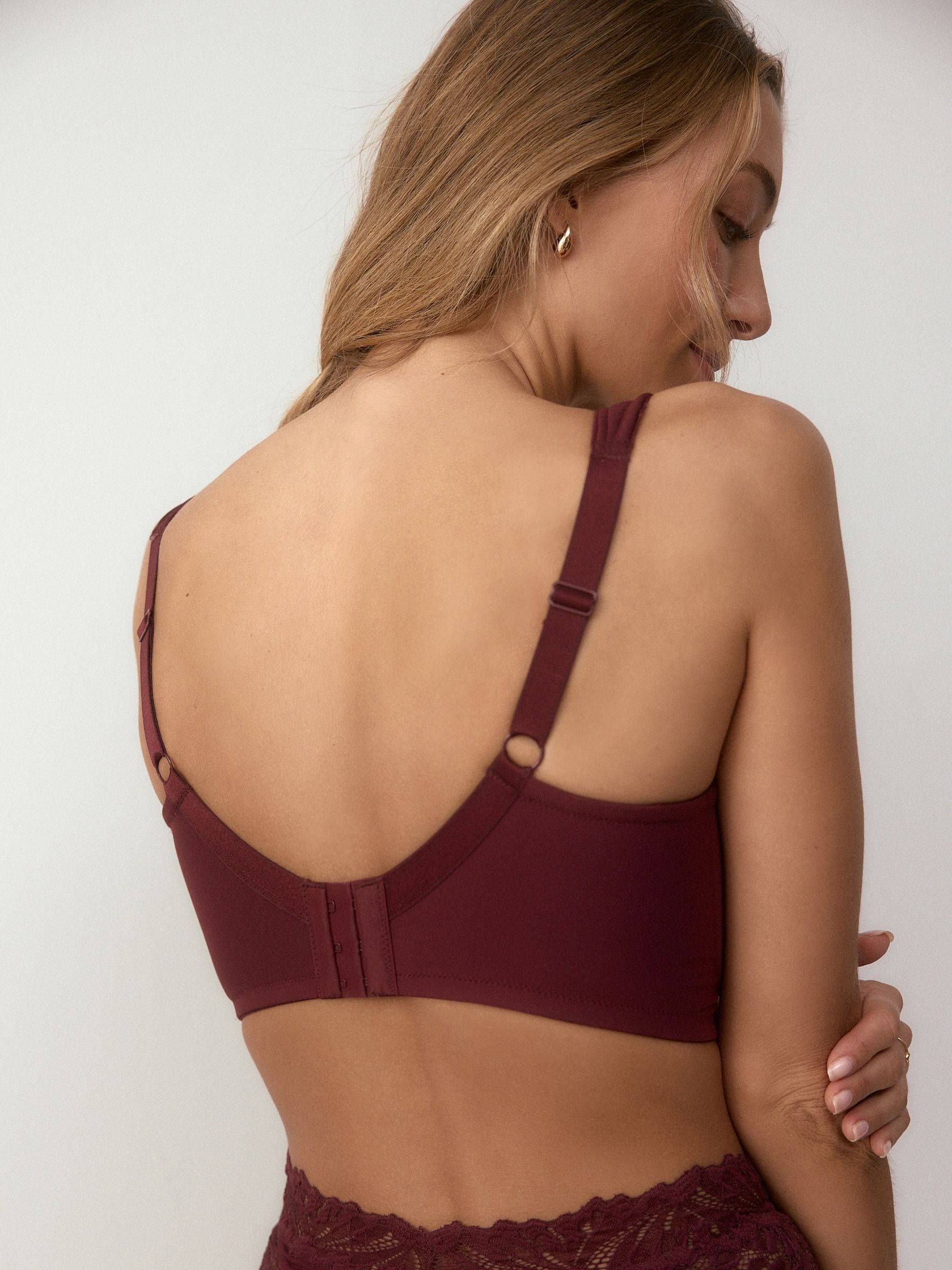 Plum Purple F-K Ultimate Comfort Cup Padded Strap Non Pad Non Wired Bra with Side Support