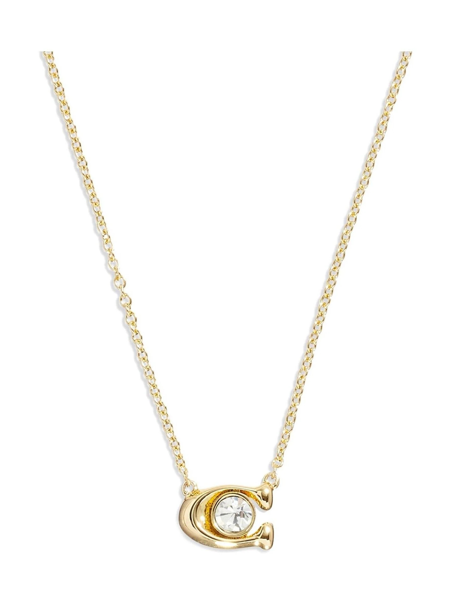 COACH Gold Tone Signature Necklace and Earrings Set