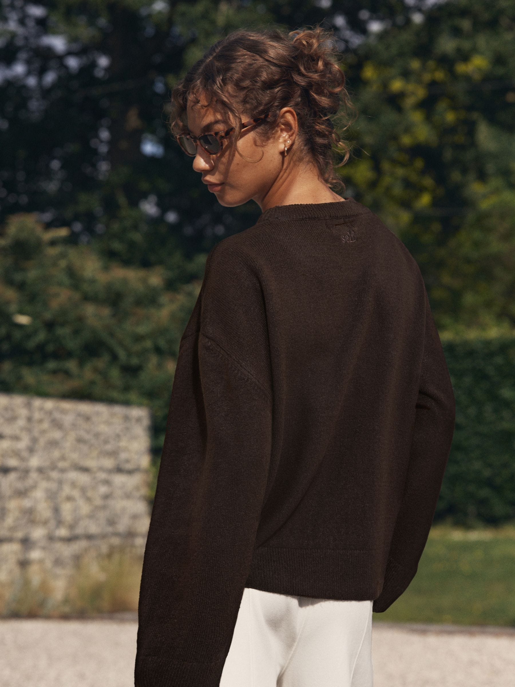 self. Chocolate Brown Knit Jumper