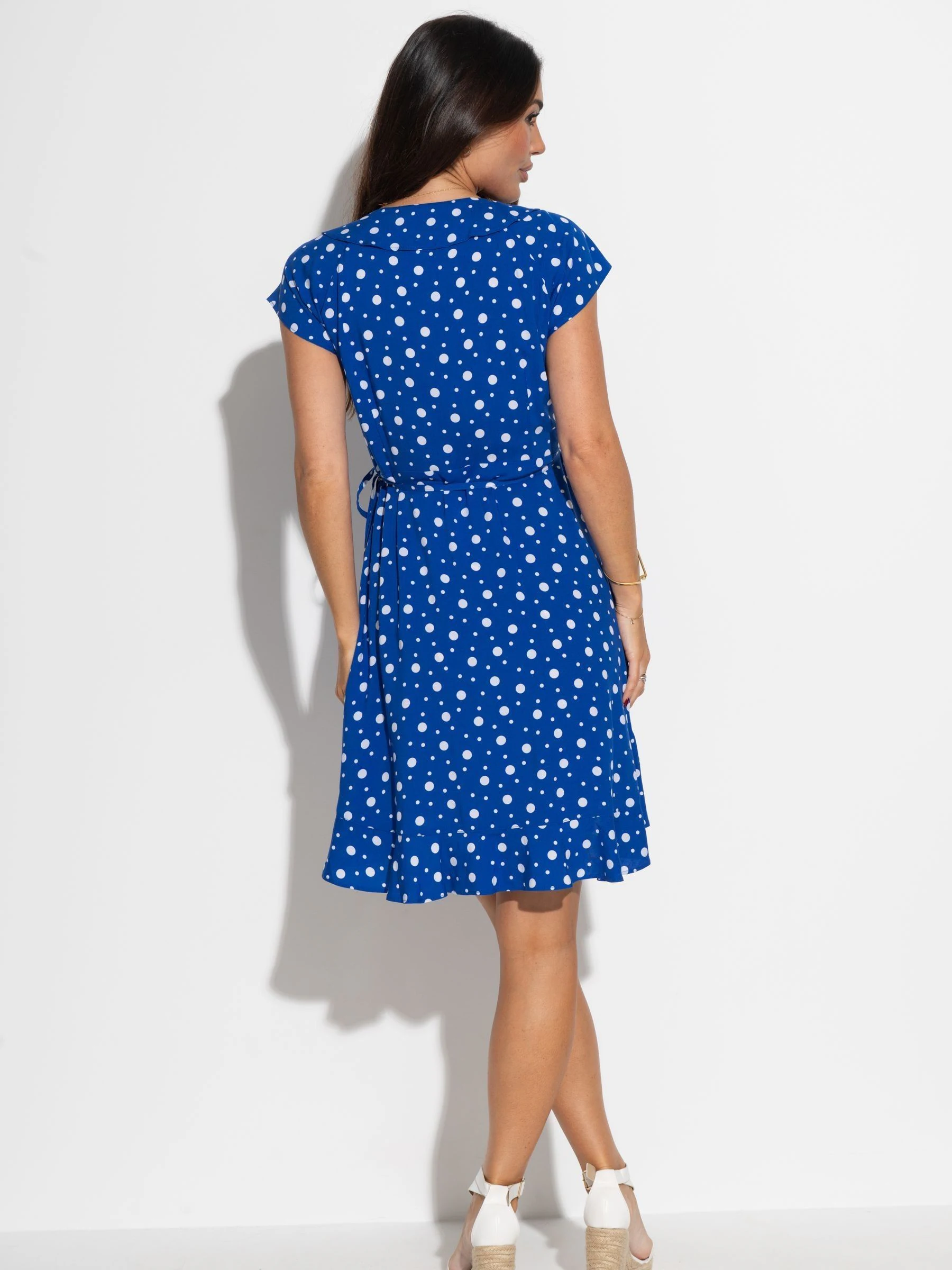 Pour Moi Ultramarine/White Penny Frill Wrap Woven Beach Dress