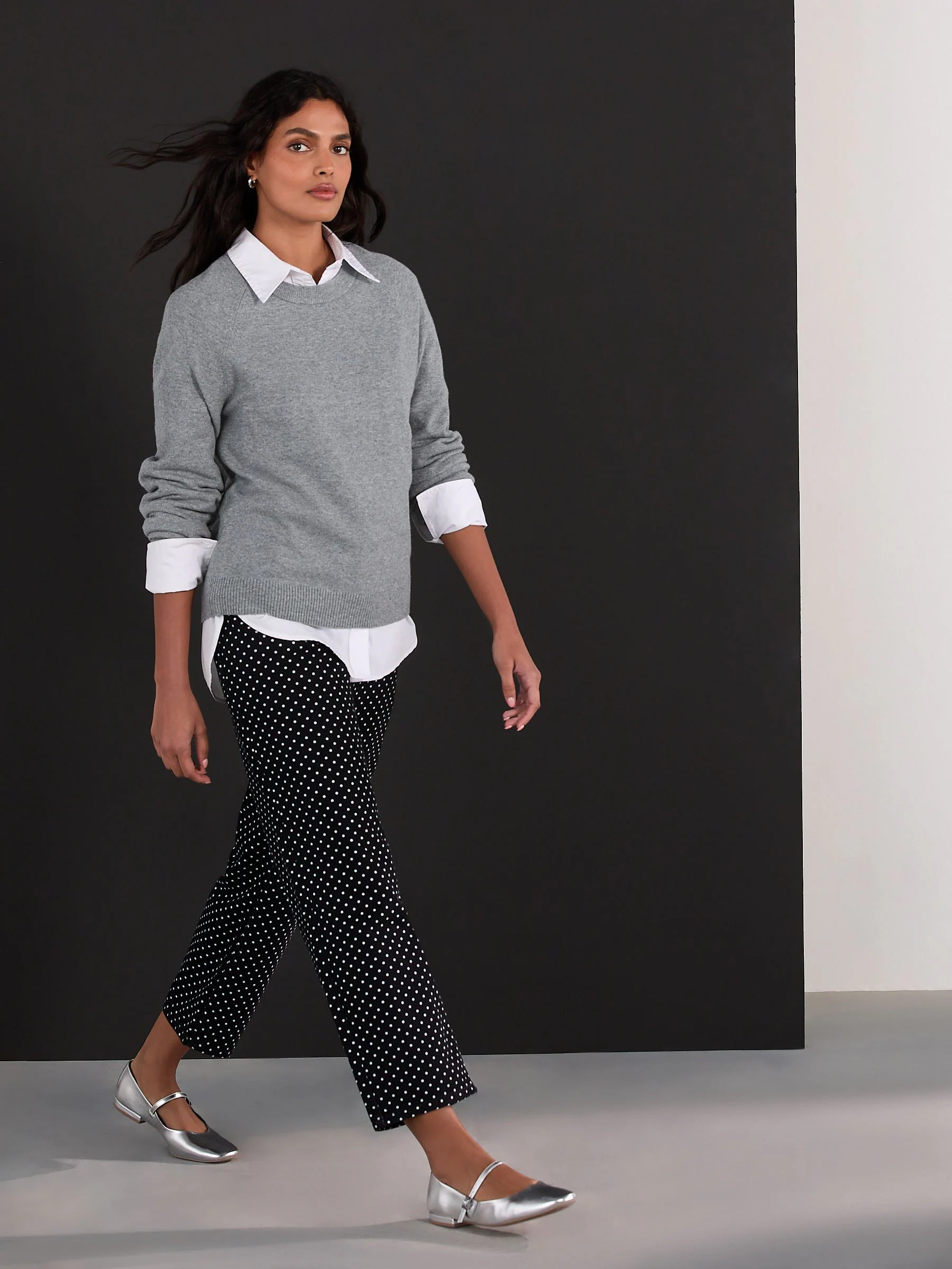 Black Polka Dot Straight Leg Jeans