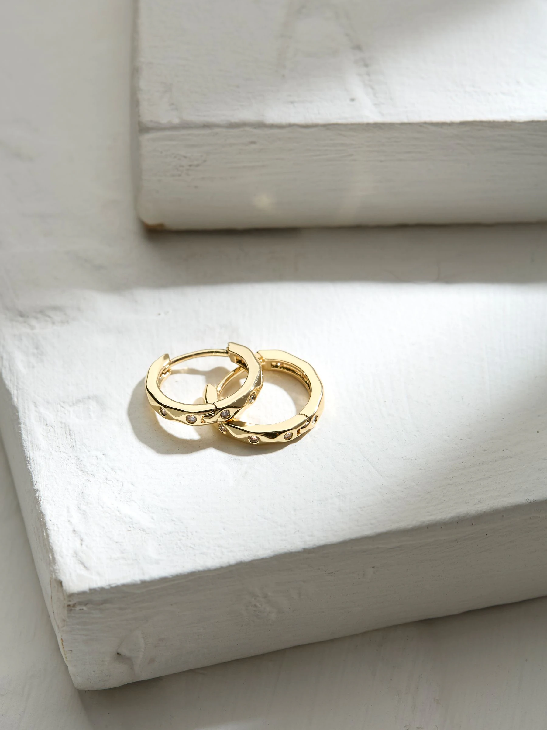 FatFace Gold Tone Gem Huggie Hoops Earrings