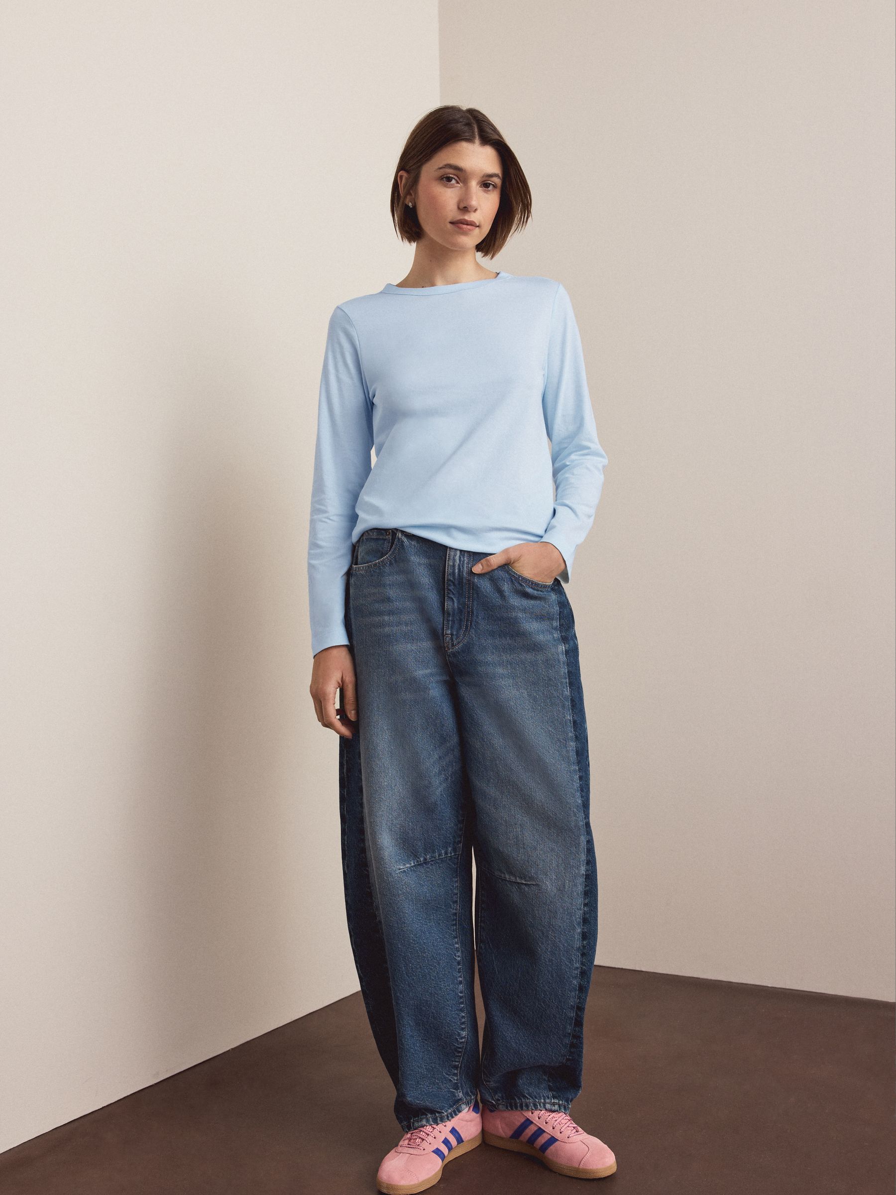 Green/Purple/Blue/Ecru/Pink 100% Cotton Long Sleeve T-Shirts 5 Pack