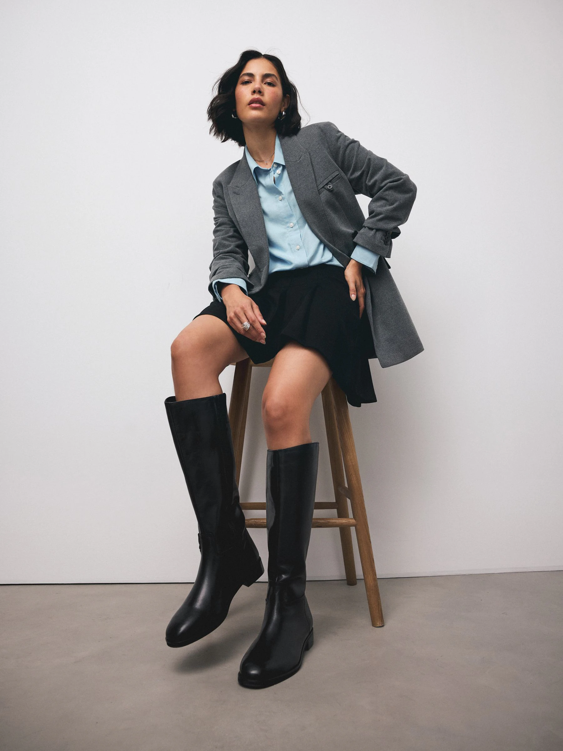 Black Leather Standard/Wide Fit Forever Comfort® Flat Riding Boots