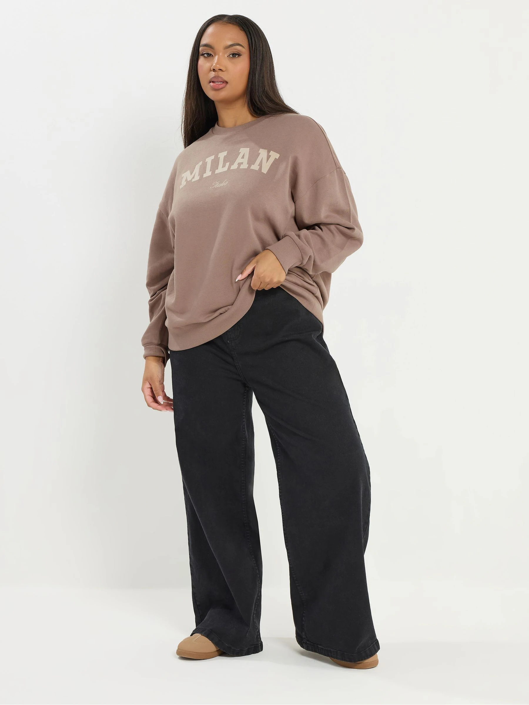 Yours Curve Brown Sunday Sweatshirt
