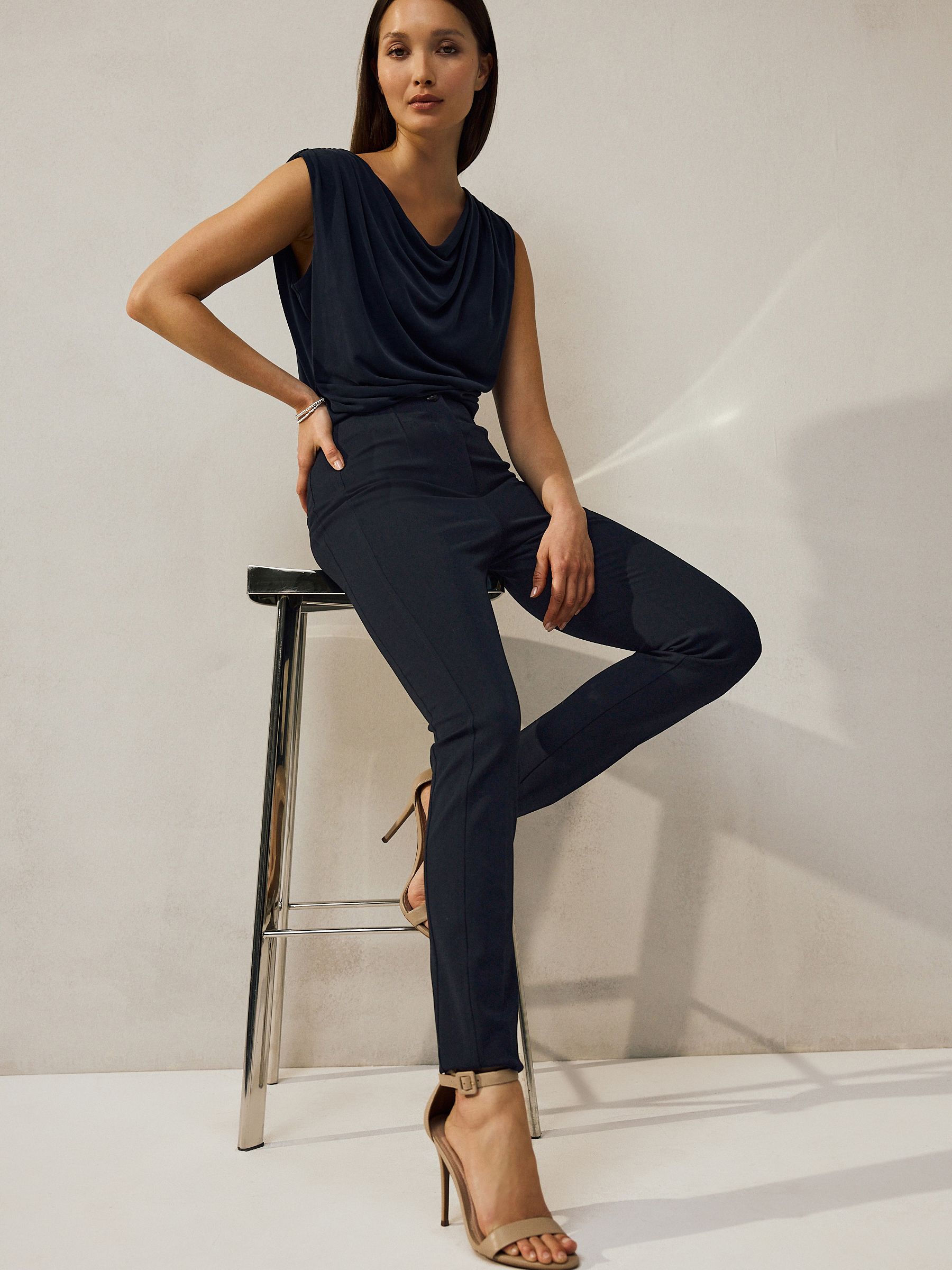 Navy Blue Sculpting Military Trousers