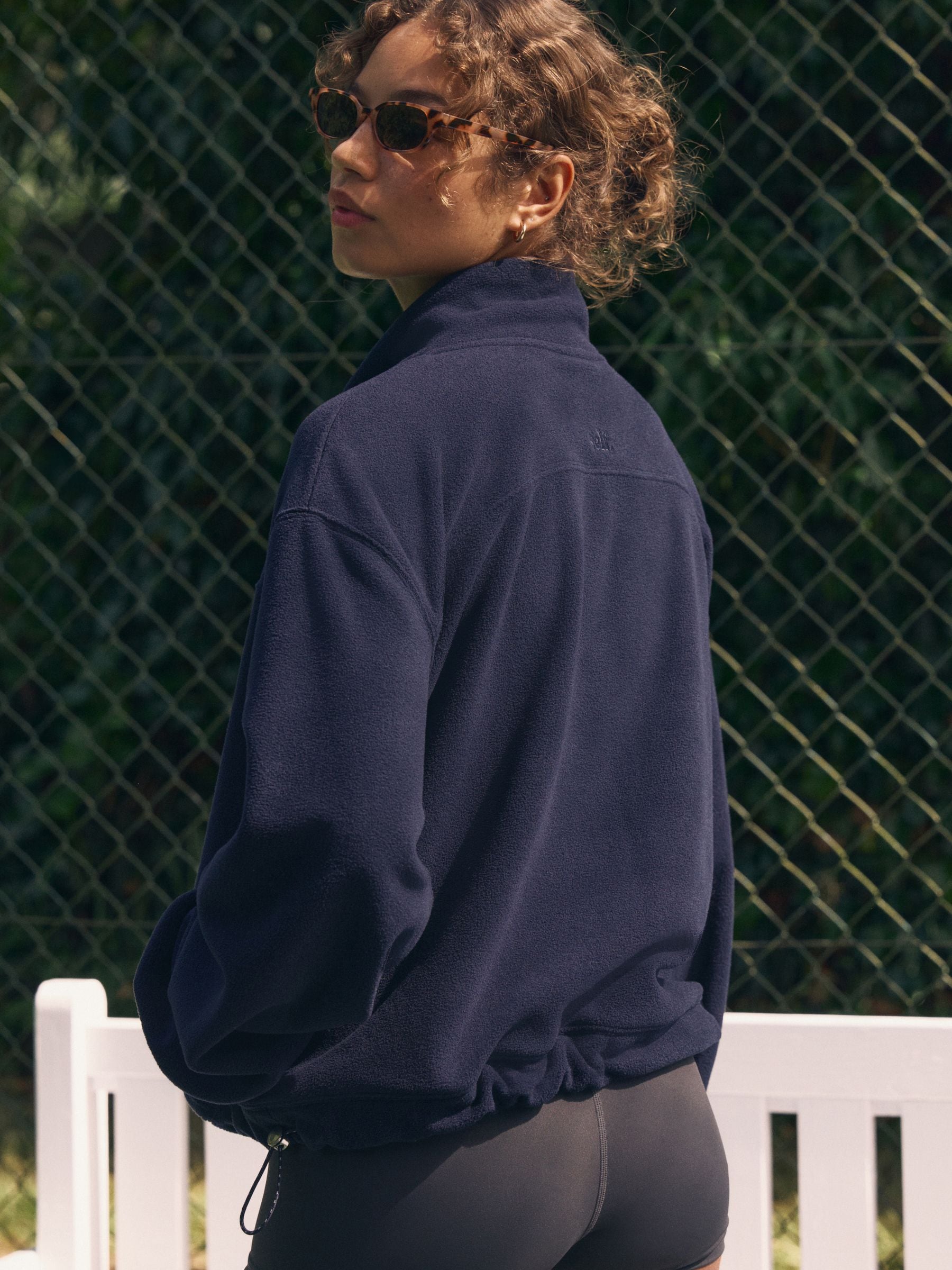 self. Navy Half Zip Microfleece Fleece