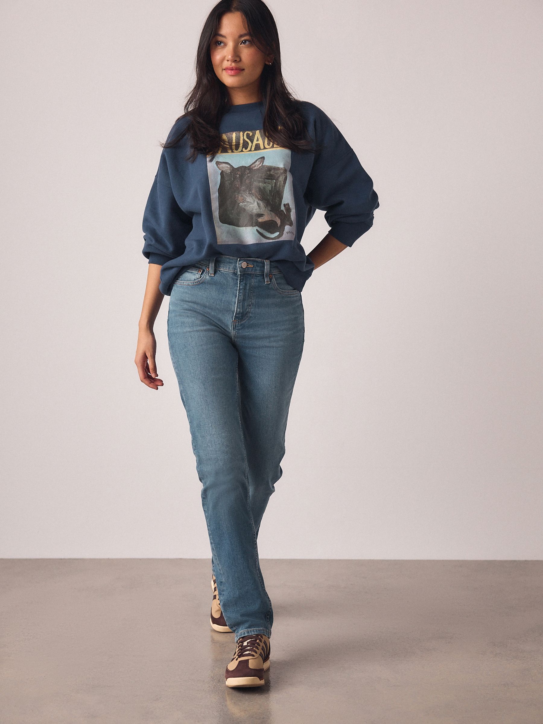 Mid Blue Slim Mid Rise Stretch Jeans