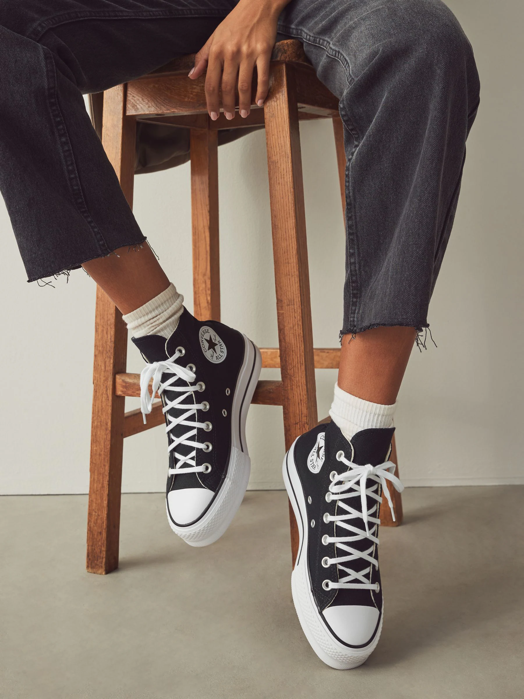 Converse Black Pale Platform Lift High Top Trainers