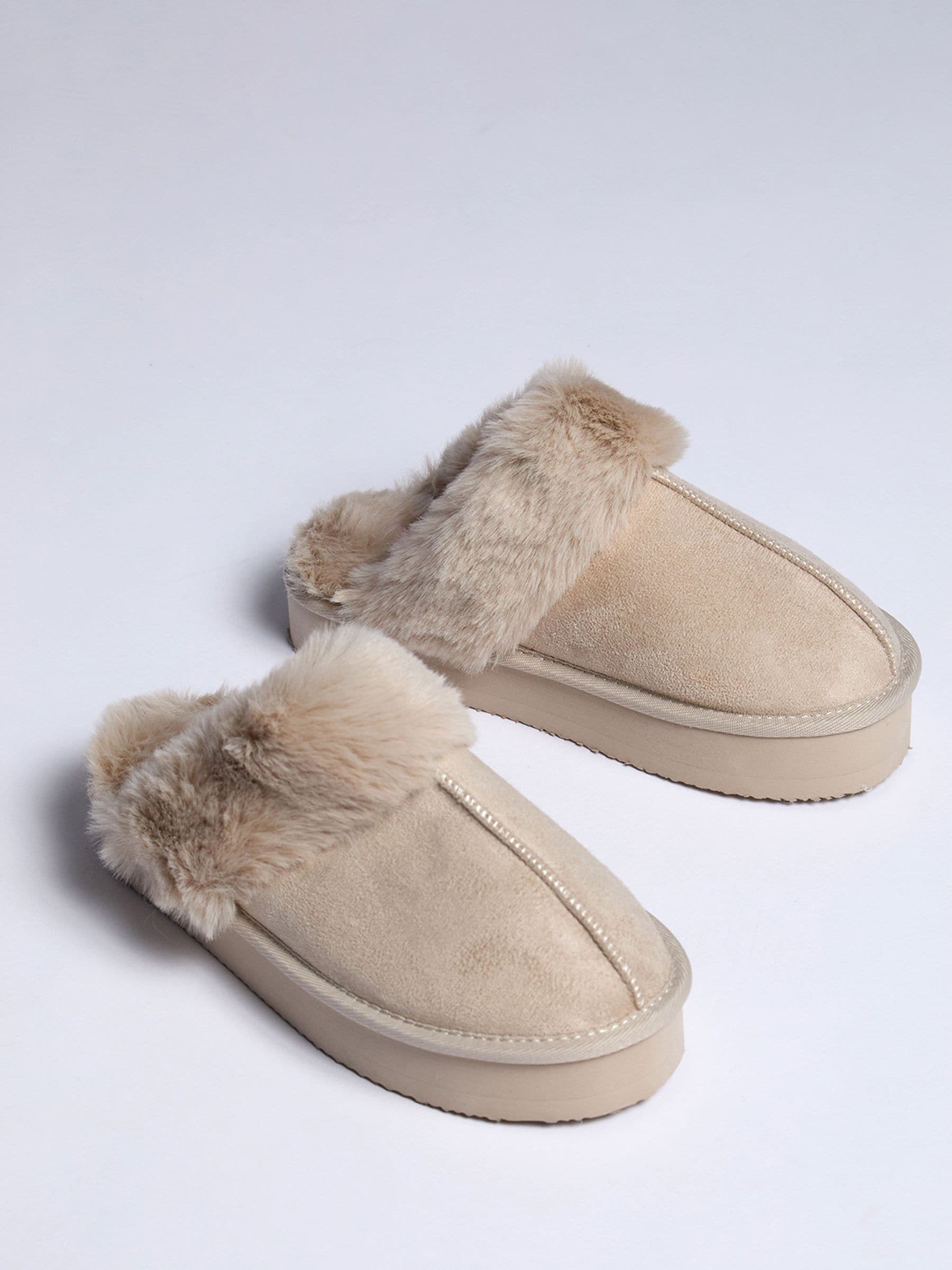 Boux Avenue Brown Platform Suedette Mule Slippers