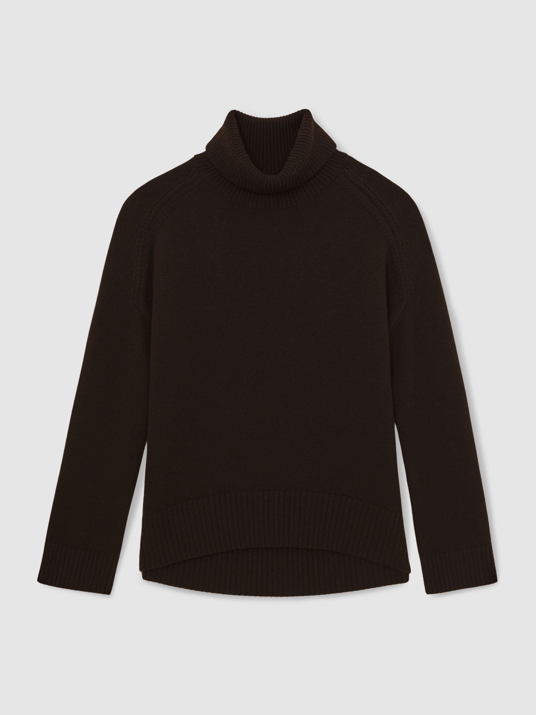 Reiss Chocolate Brown Brooklyn Wool-Cashmere Roll-Neck Jumper