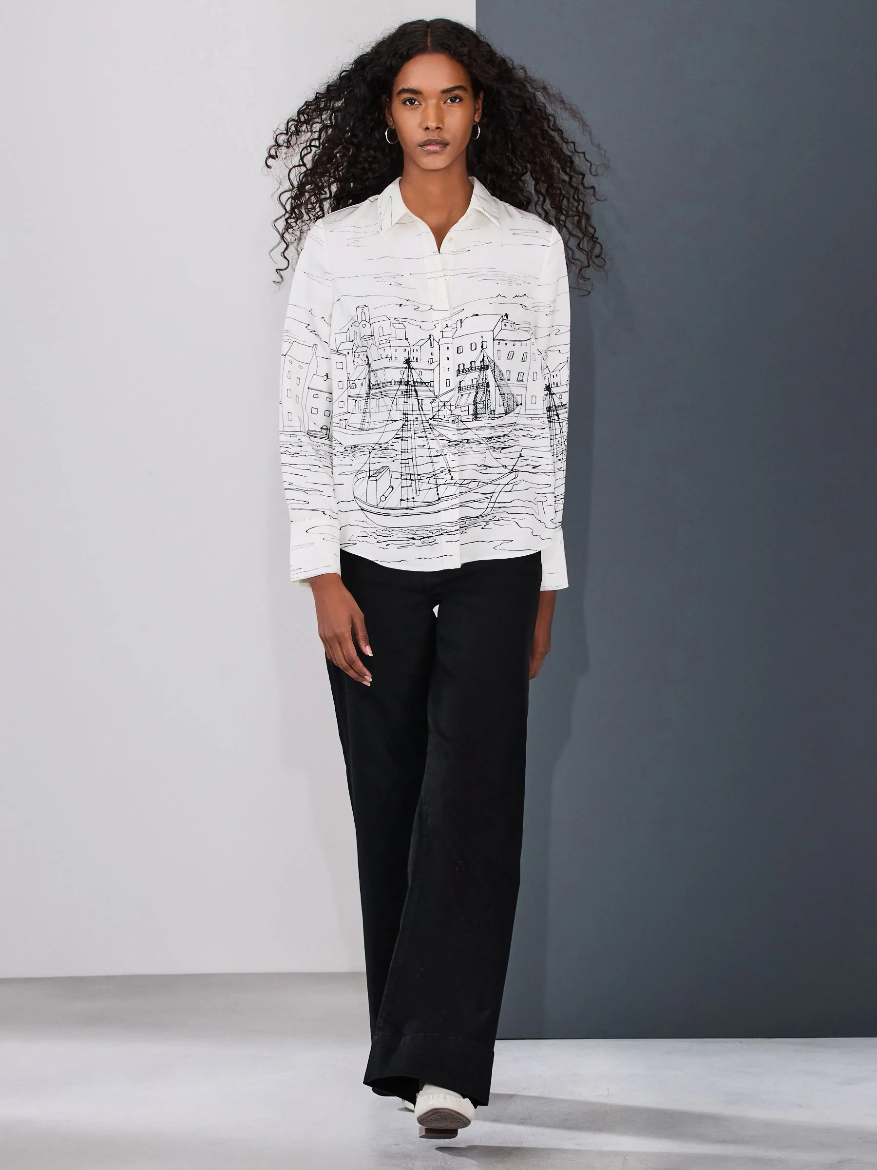 Boat Print Long Sleeve Shirt