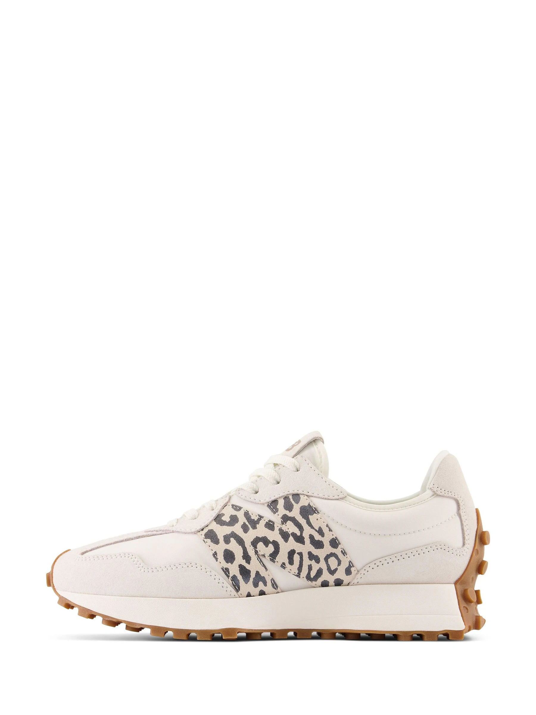 New Balance White/Leopard Print 327 Trainers